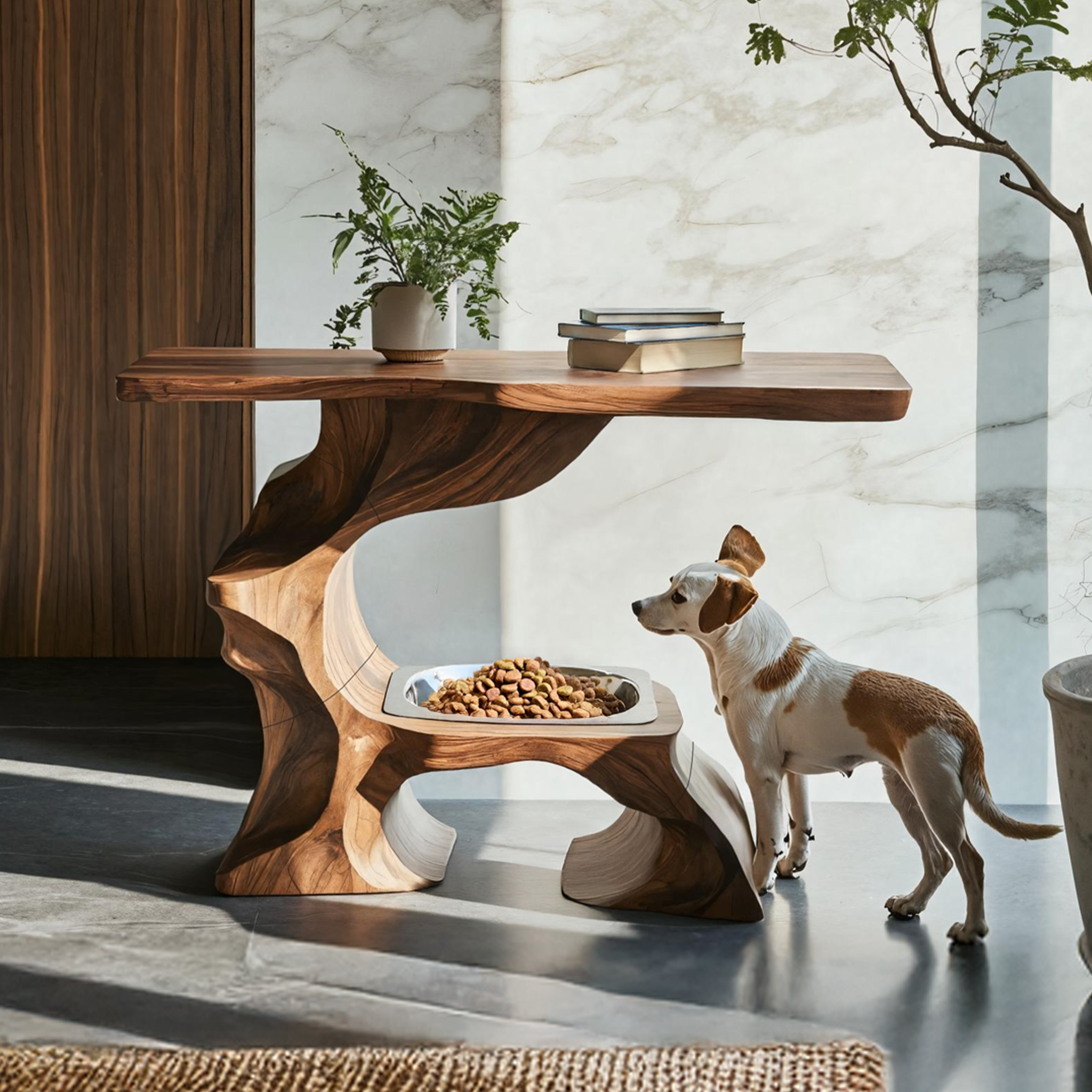 Farmhouse Style Wooden Dog Bowl For Pet Feeding SILDTTNDBS011