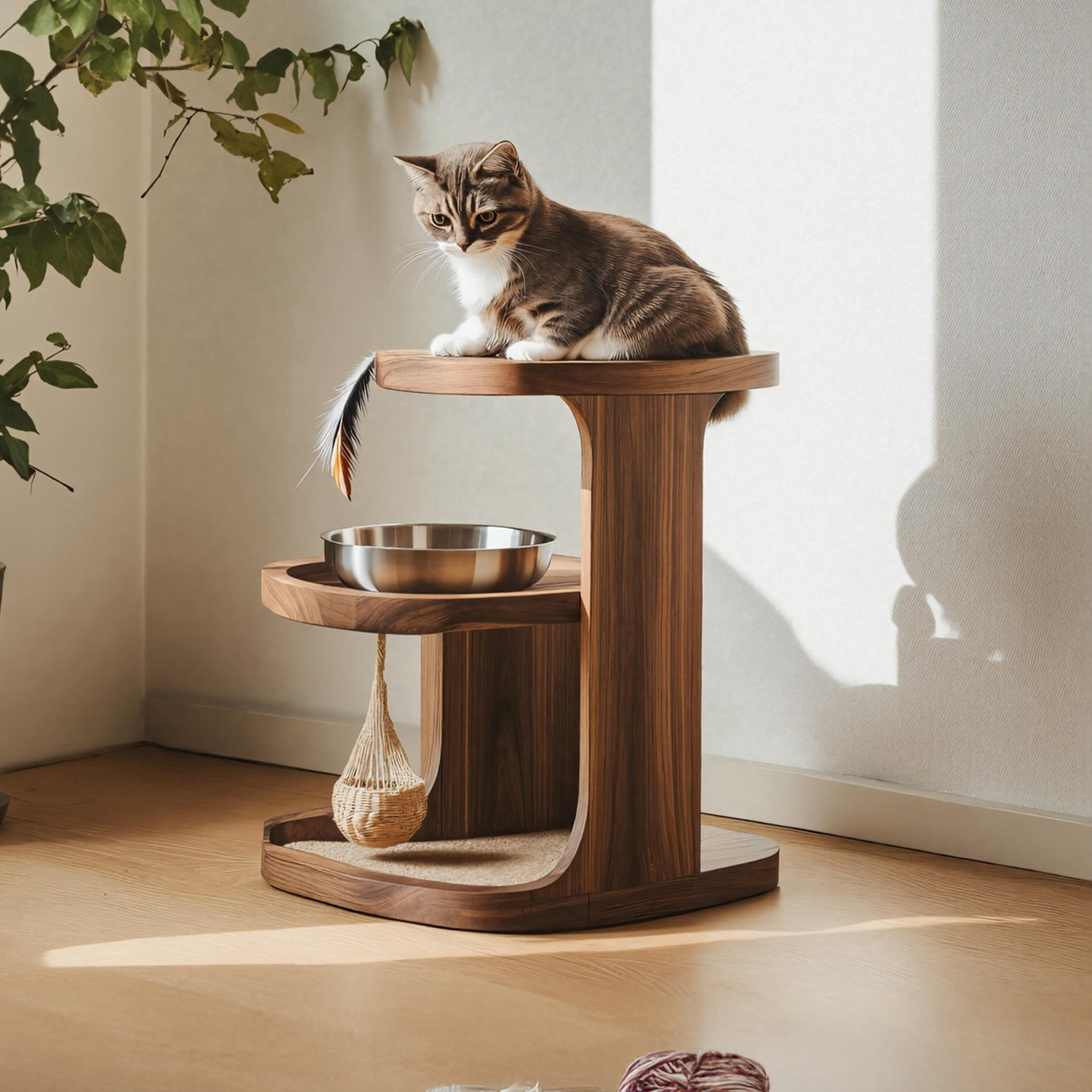 Handmade Pet Food Stand With Wooden Dog Bowl SILDTTNDBS009