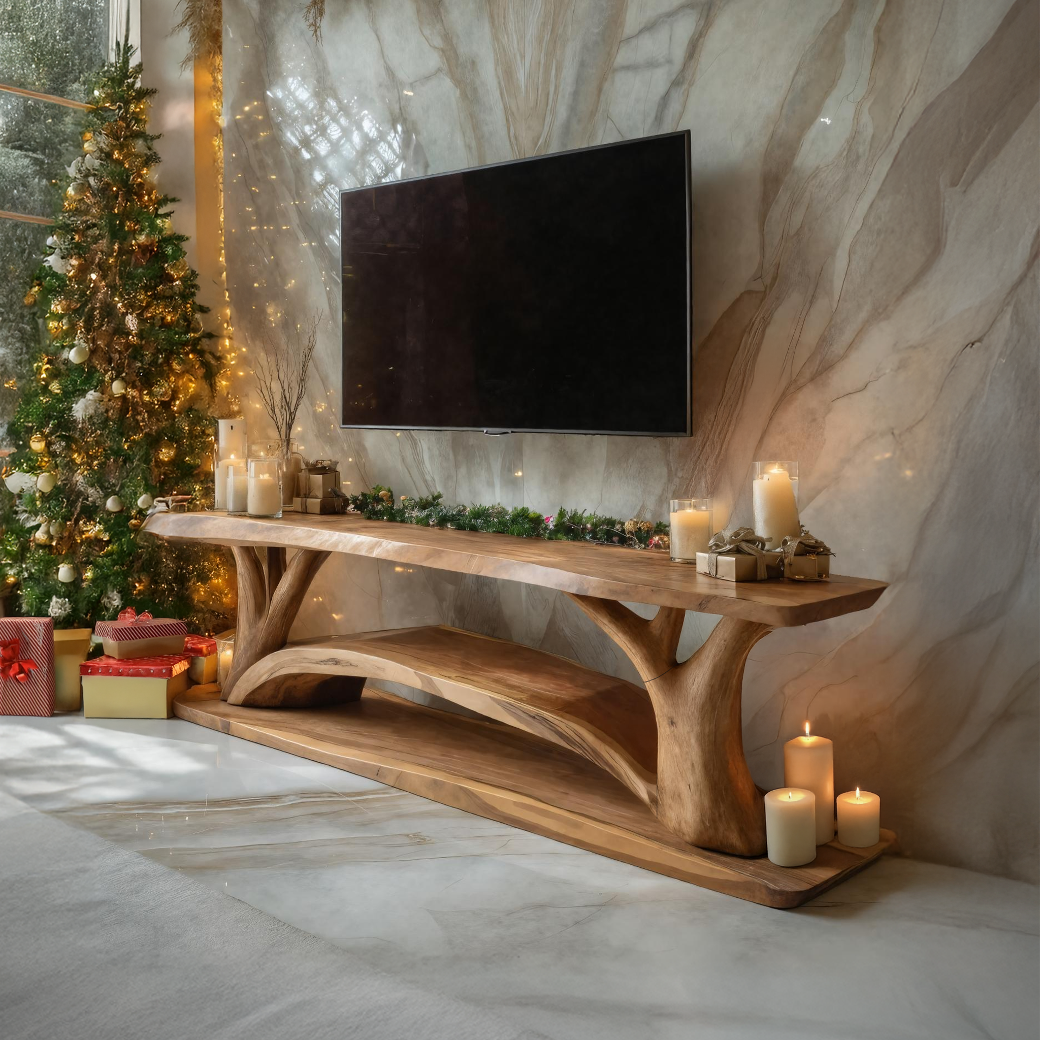 Farmhouse Solid Wood TV Console For Christmas Furniture Design SILDTTRCTV038