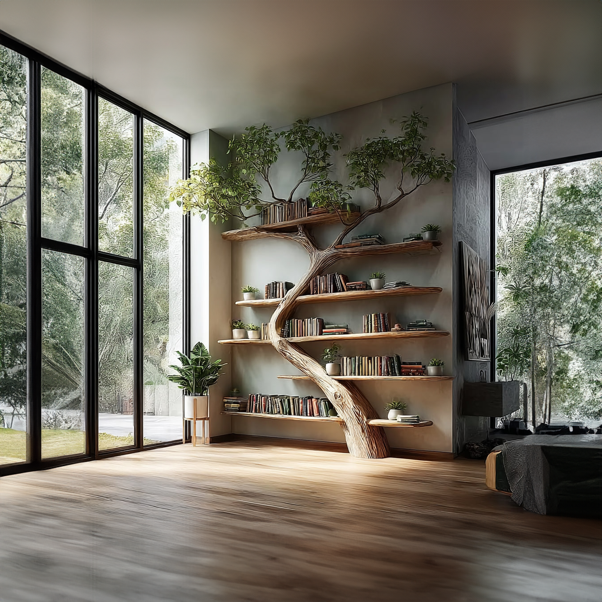 Rustic Tree Bookcase Living Room SINLKITB292