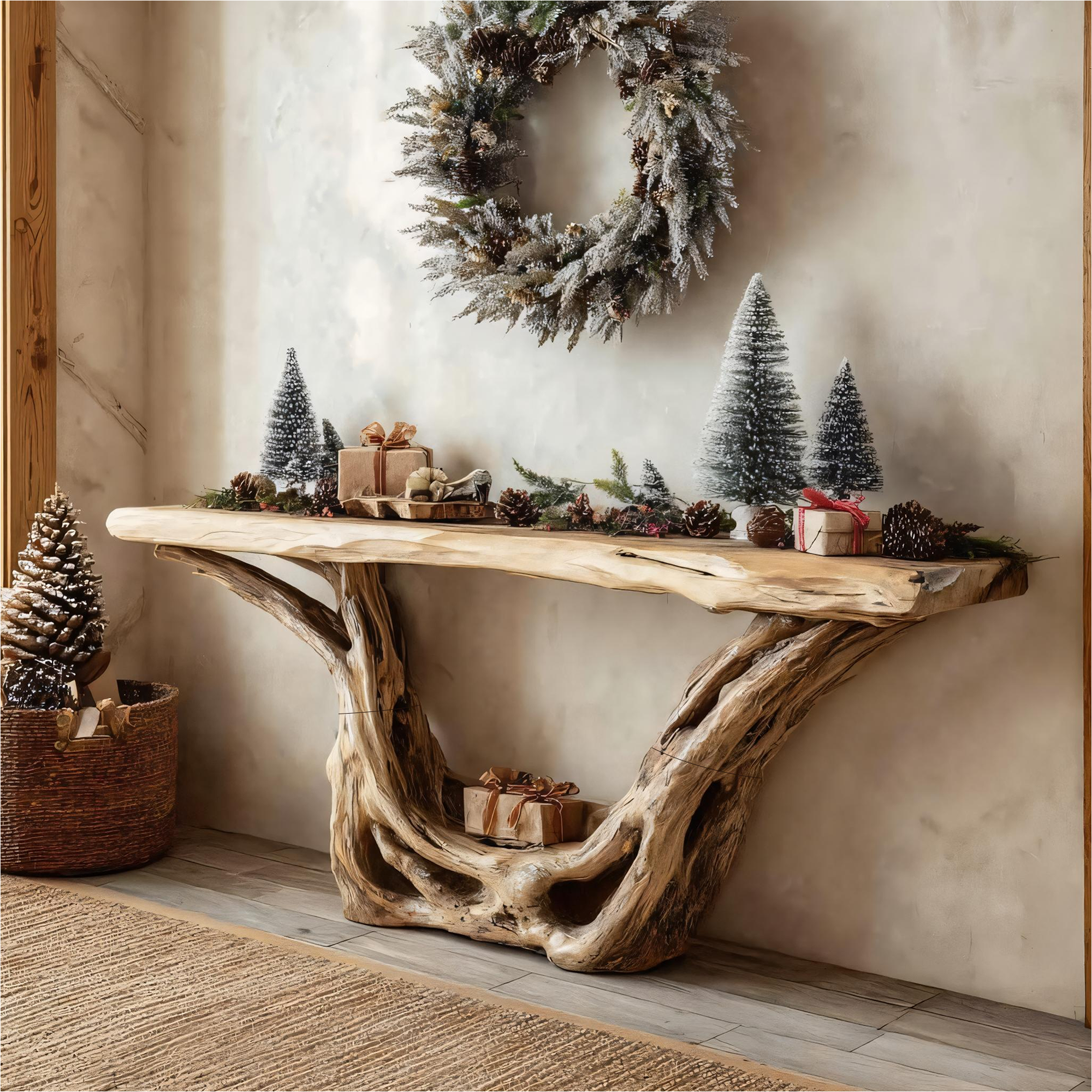 Rustic Console Table Festive Living Room Decor SINLKICS363