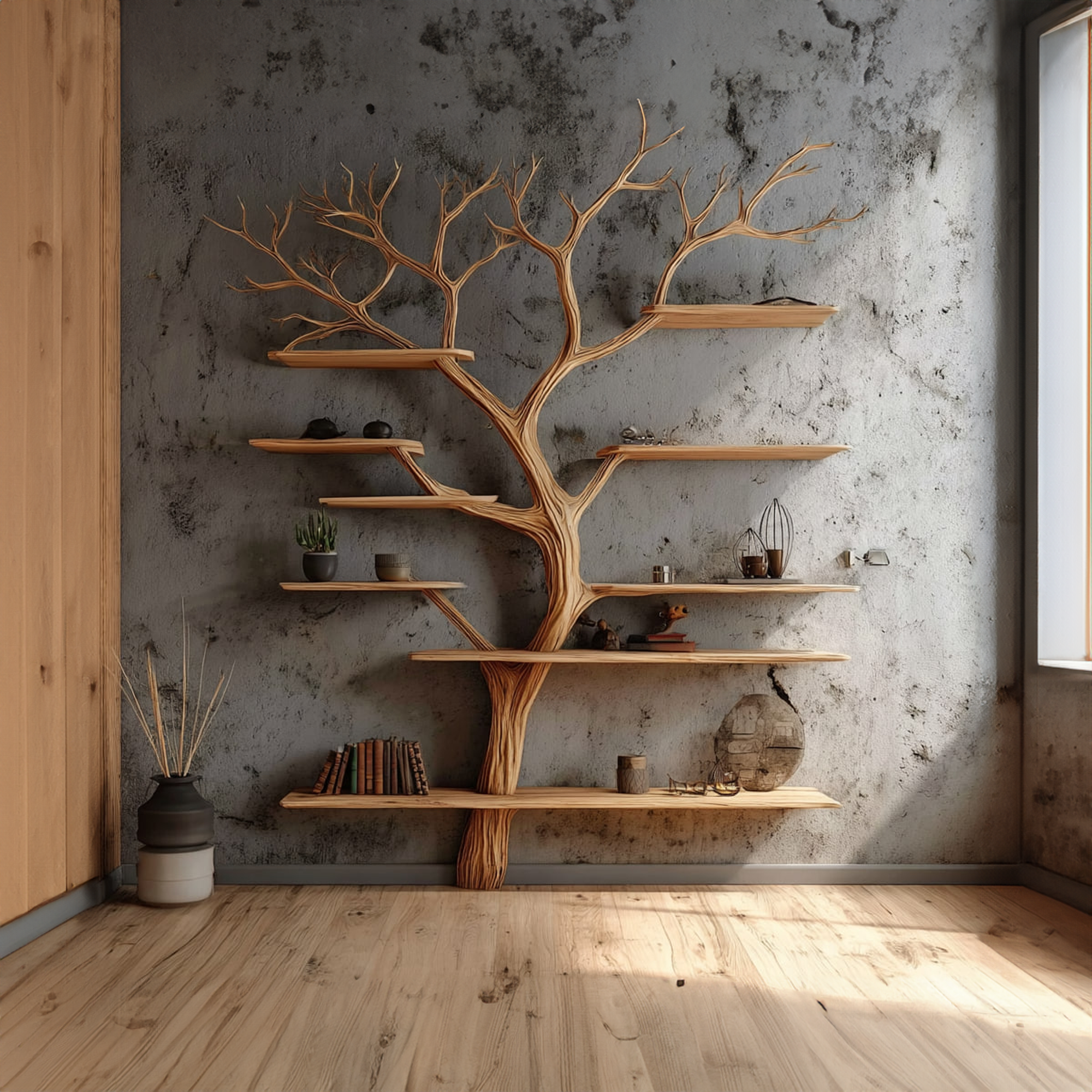 Rustic Tree Bookshelf Modern Living Room SINLKITB291