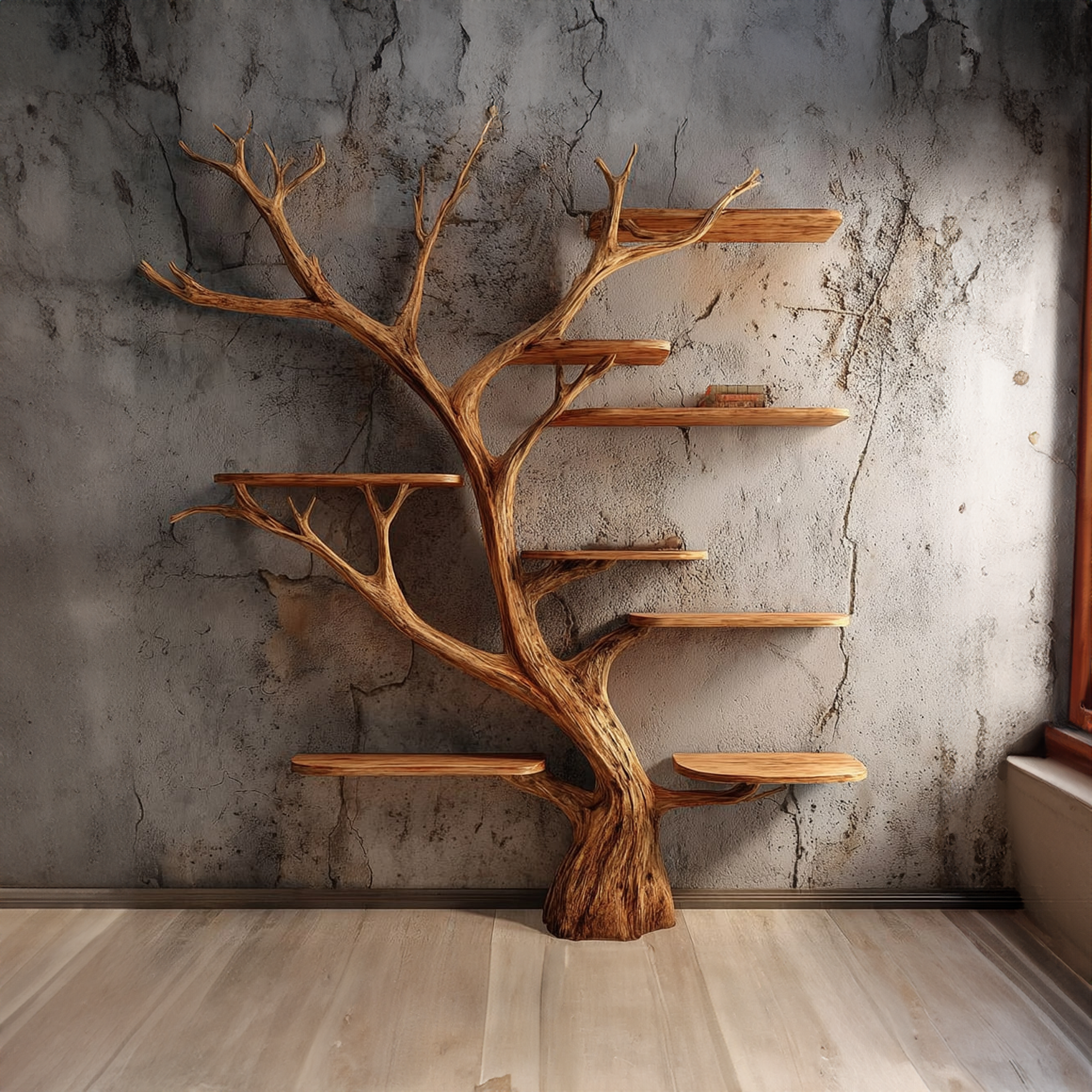 Rustic Tree Wall Bookshelf Entryway Study SINLKITB294