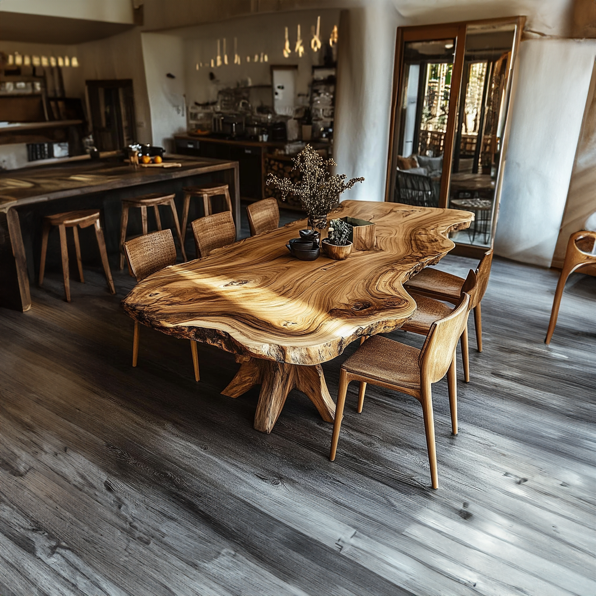 Live Edge Dining Table Handmade Natural For Kitchen SINLKIDT144