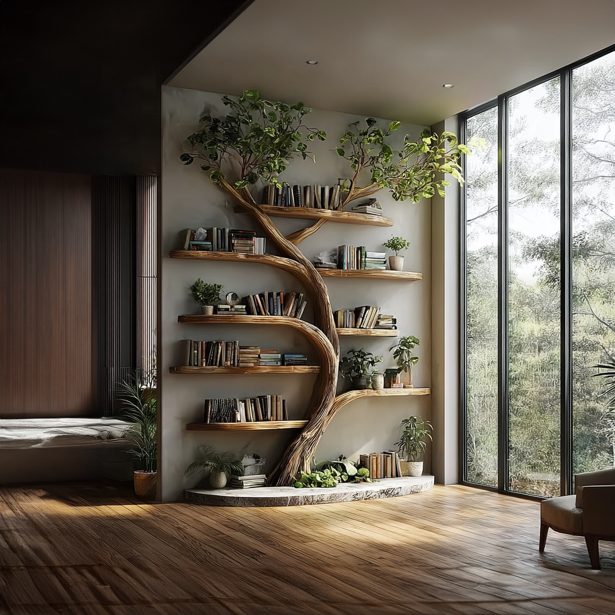Rustic Tree Bookcase Living Guest Room SINLKITB293