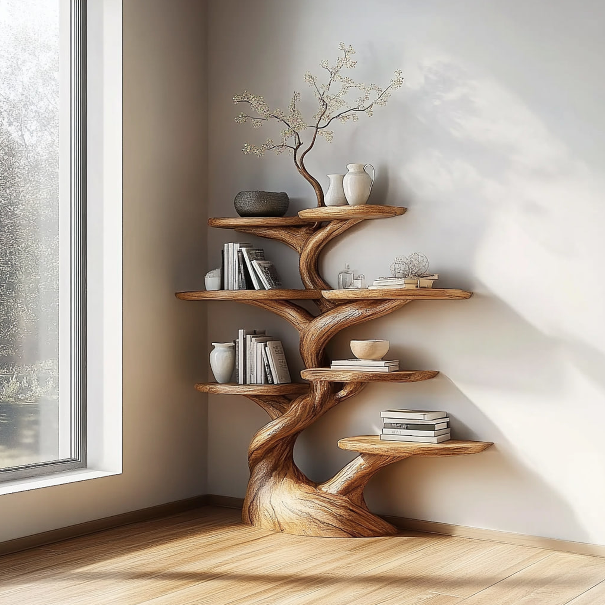 Rustic Decorative Tree Display Shelf Living Room Or Dining Room SINLKITB477