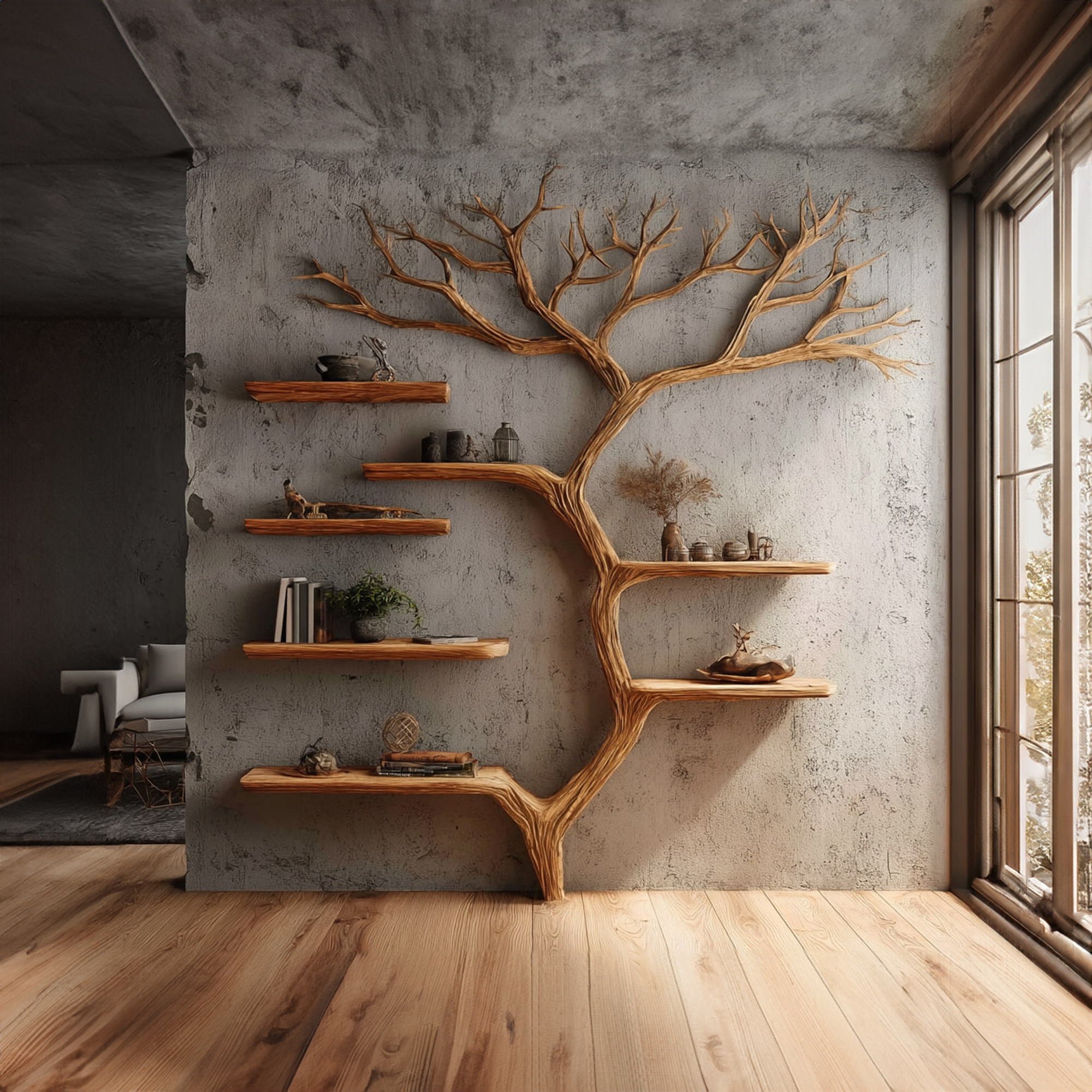 Rustic Tree Bookshelf Home Office SINLKITB297