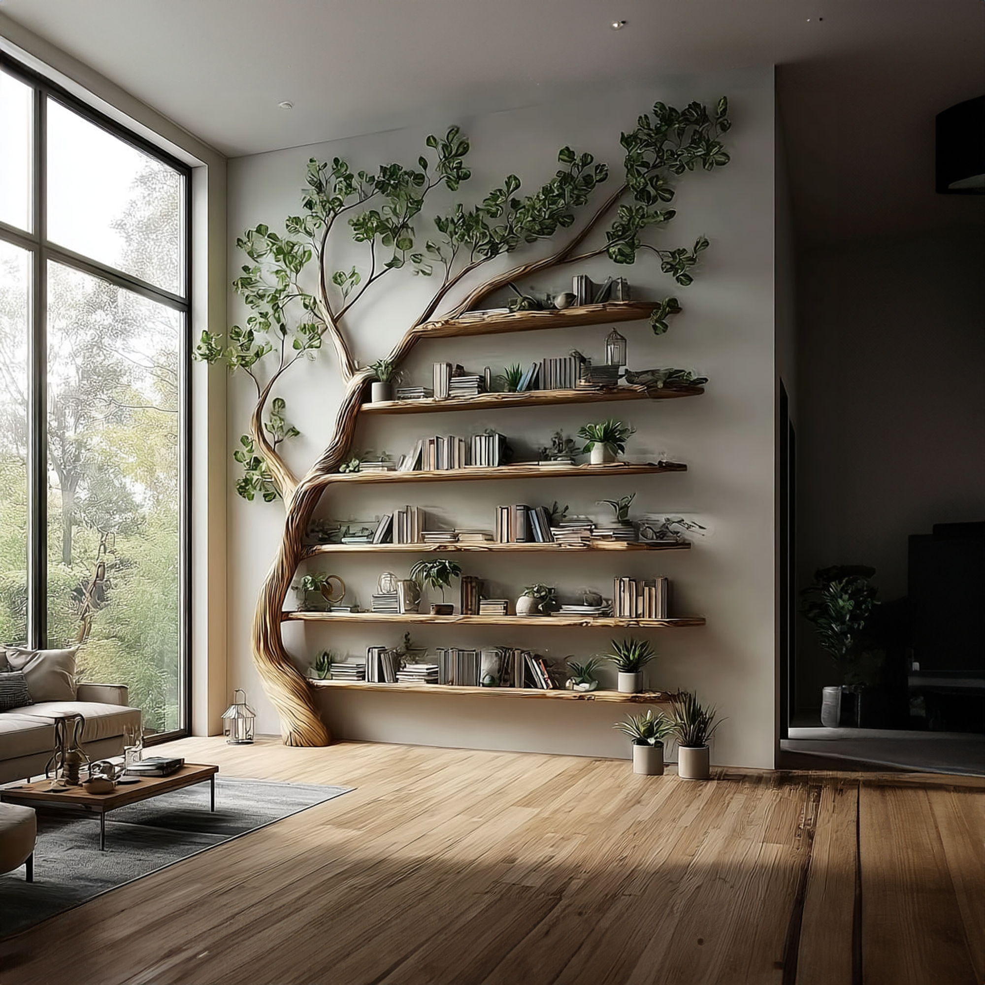 Rustic Tree Display Shelf Modern Living Room SINLKITB295