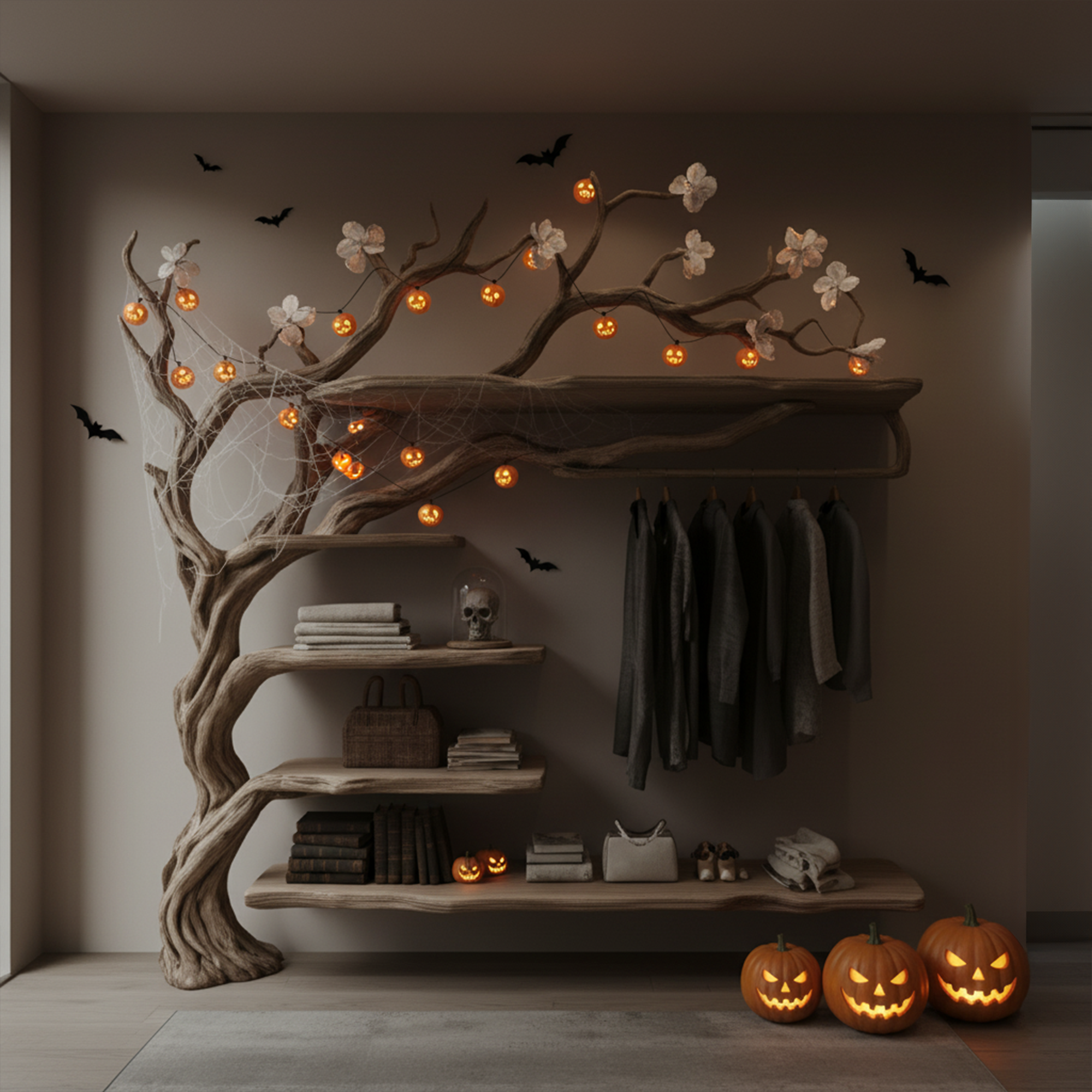 Mid Century Halloween Wardrobe Shelf Bedroom SINLKIHW029