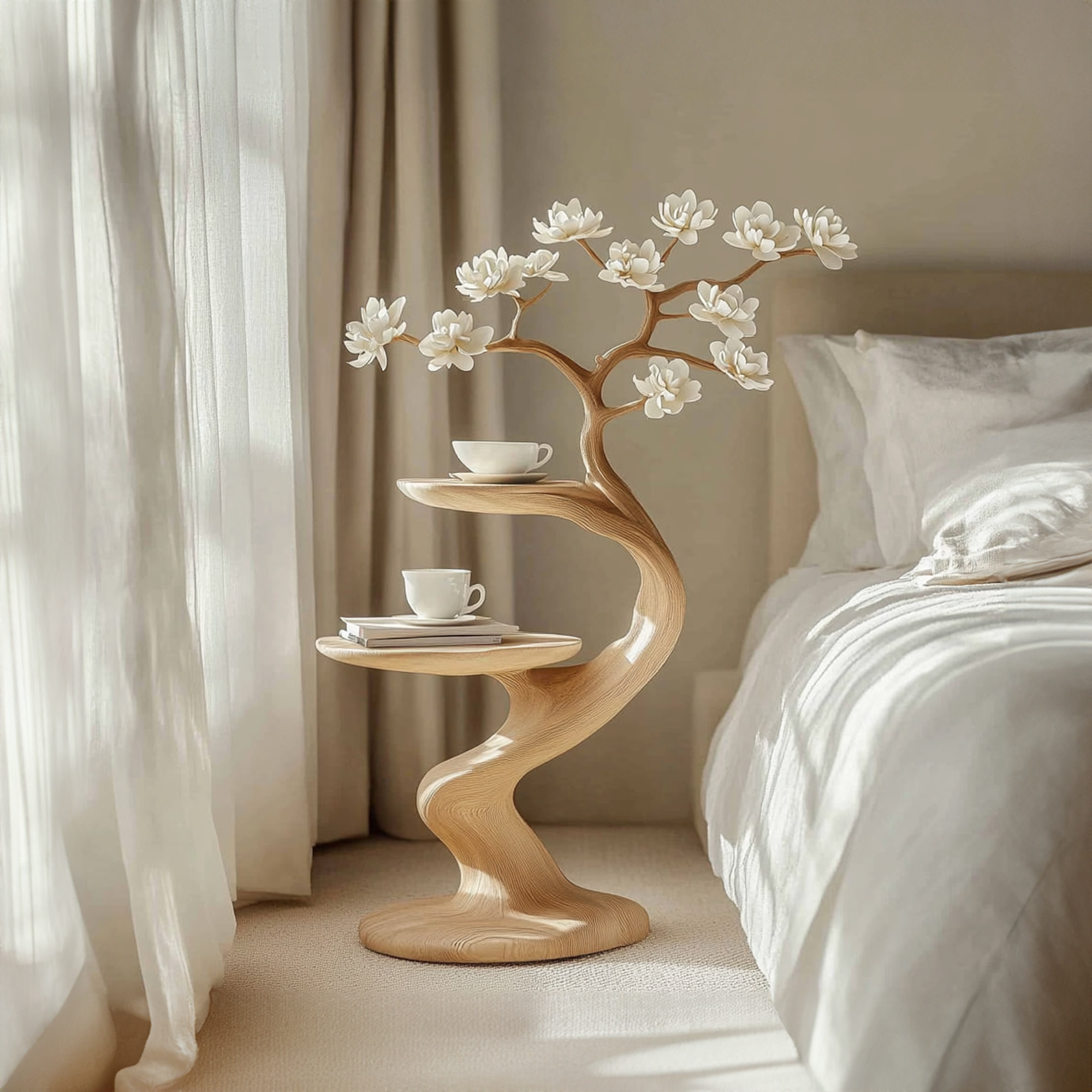 Rustic Tree Shape Side Table Bedroom Decor SINLKIBT155