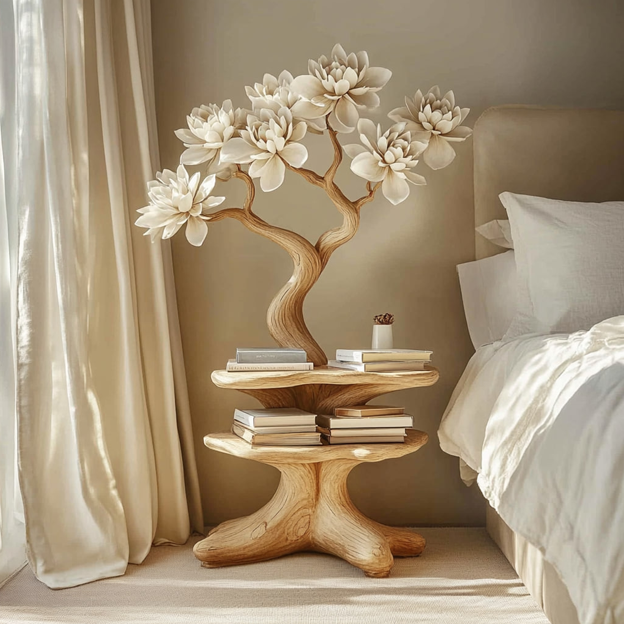 Rustic Artistic Nightstand Modern Bedroom Accent SINLKIBT157