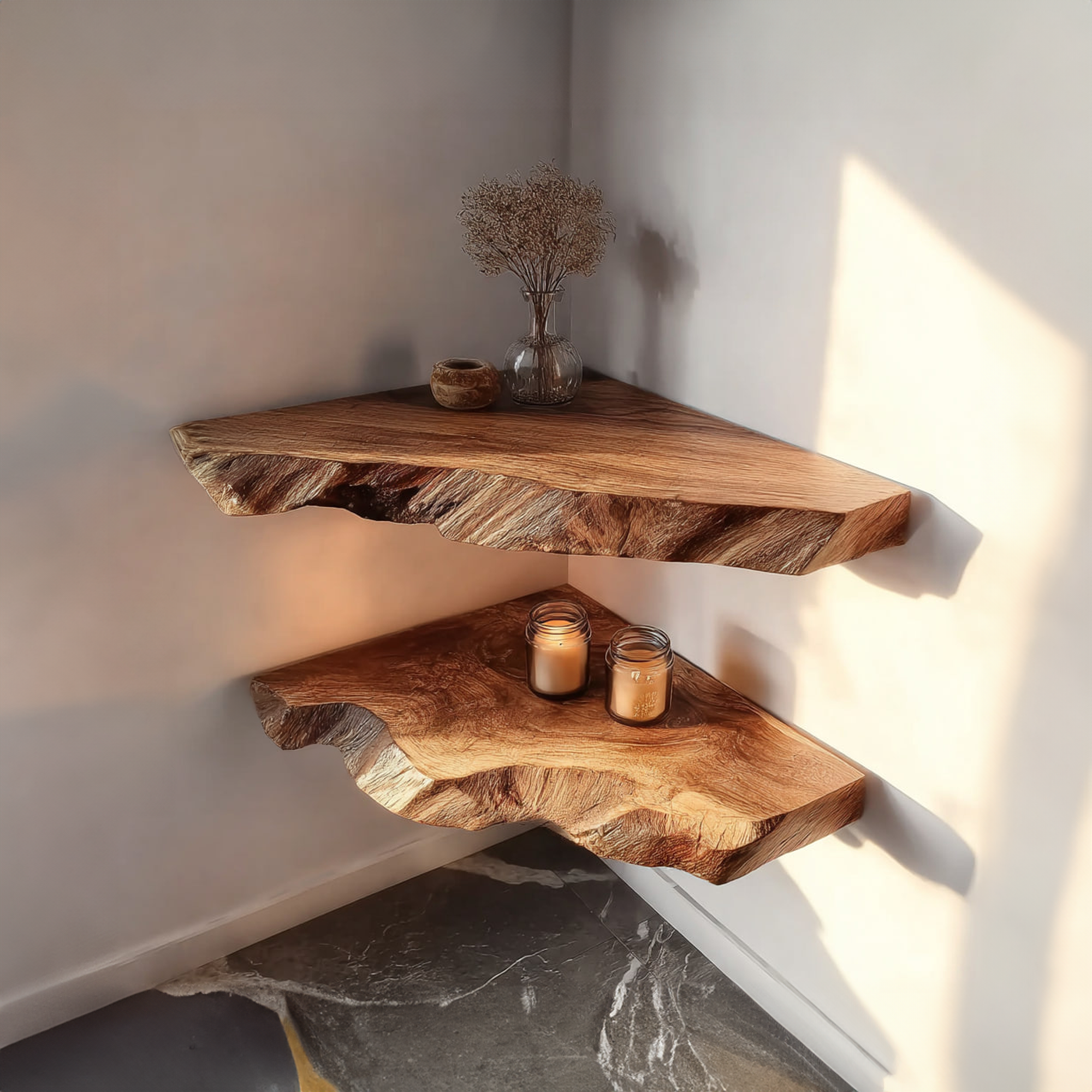 Rustic Floating Corner Shelf Living Room Dining Entryway SINLKIFL200