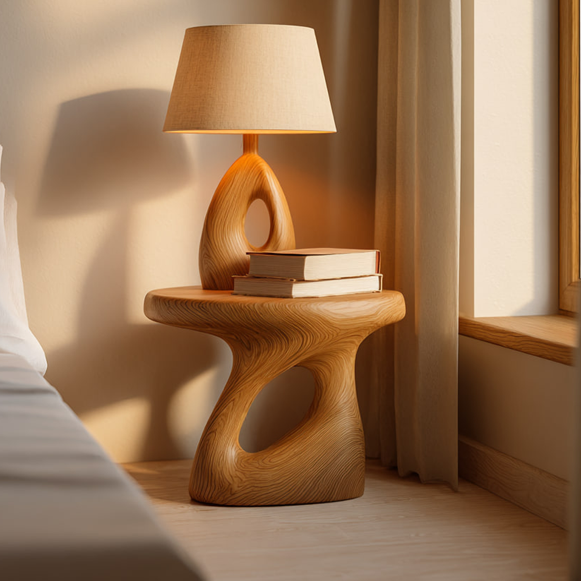 Mid Century Sculptural Bedside Table Bedroom SINLKIBT125