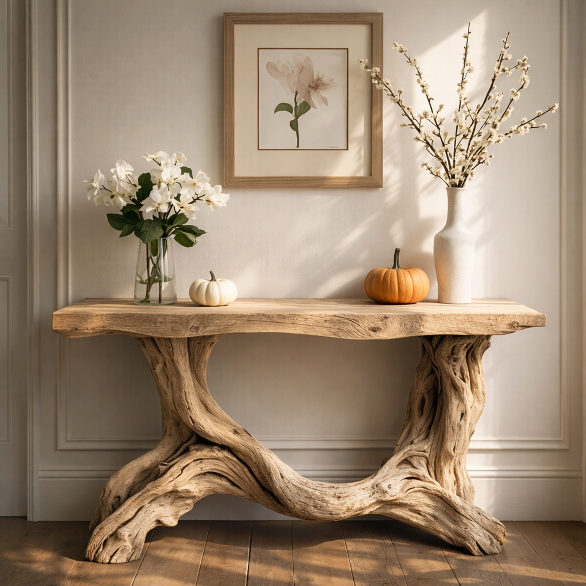 Sculptural Single Pedestal Console Table Handmade Statement Furniture For Living Room Decor SINLKICS478