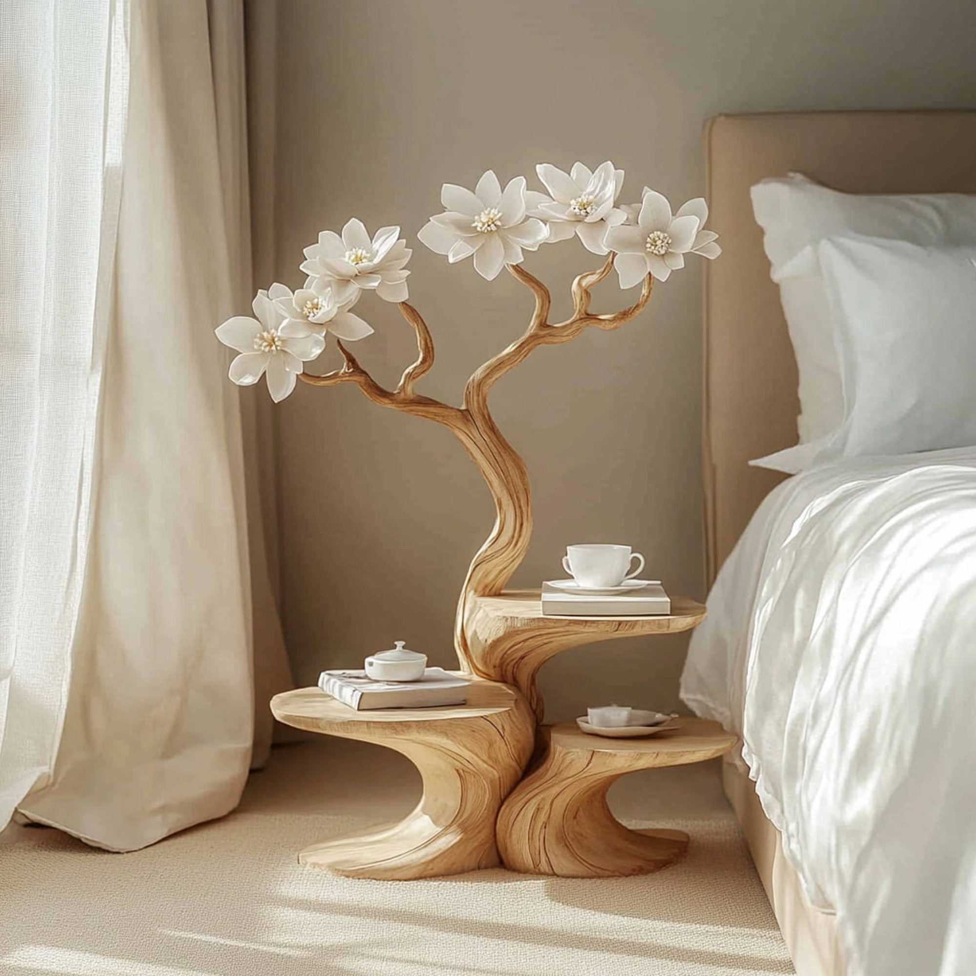 Rustic Flower Tree Bedside Table Bedroom Entryway SINLKIBT149