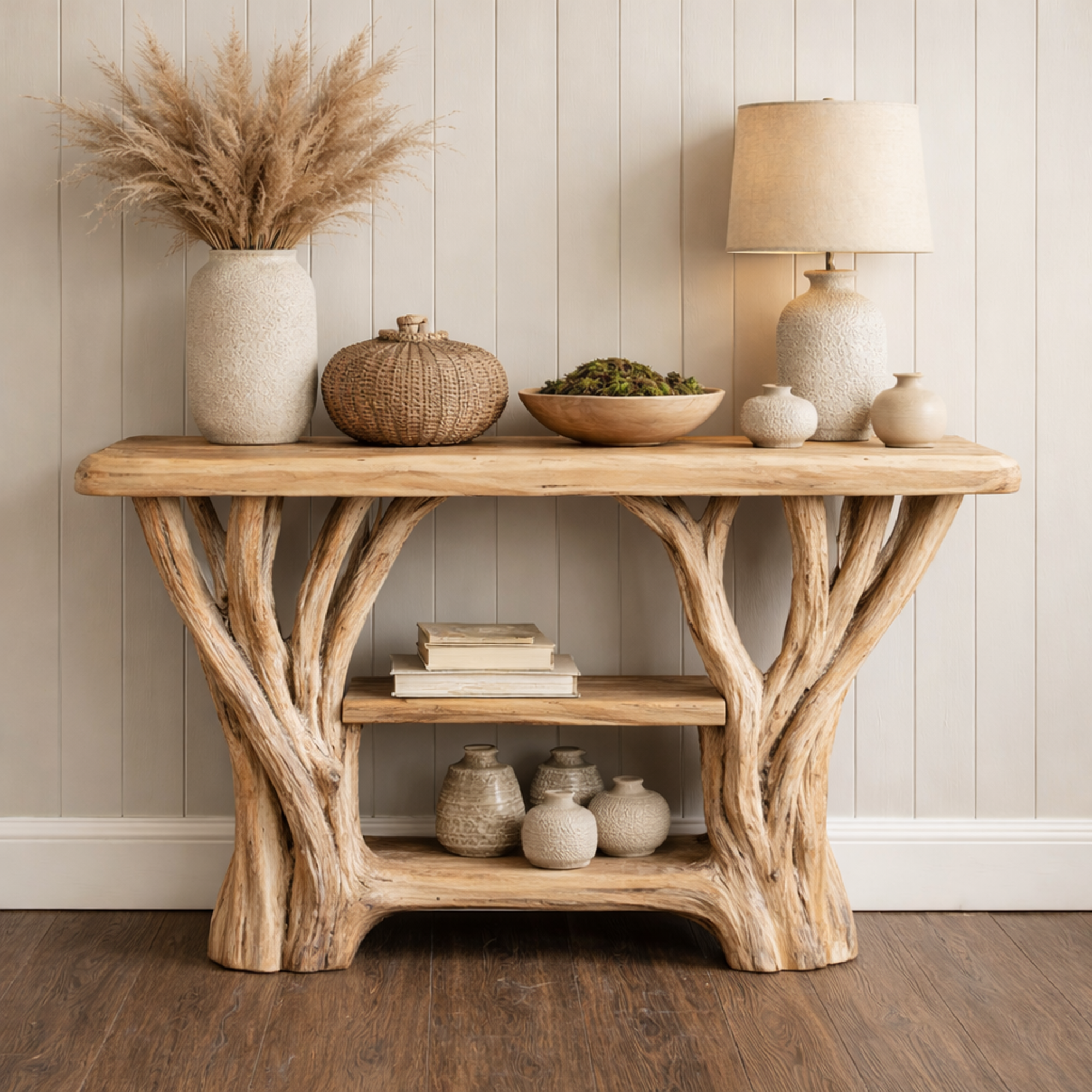 Japandi Style Console Table Sculptural Single Base For Minimal Interior SINLKICS480