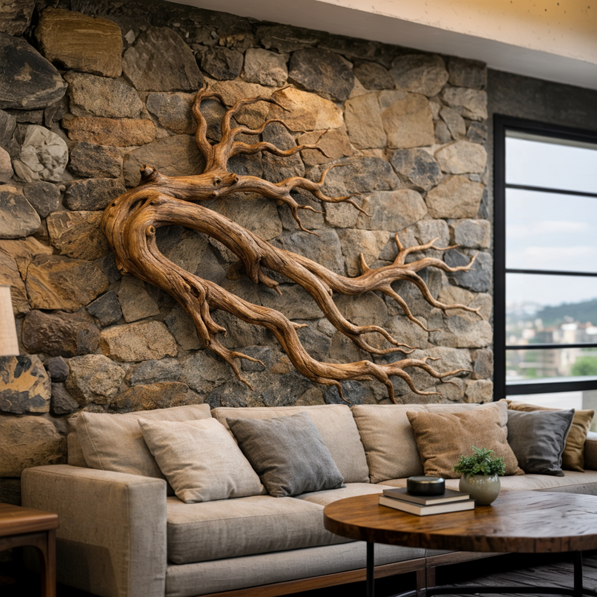 Driftwood Root Sculptural Solid Wood Wall Art Rustic Nature Inspired Decor SINLKIWD025