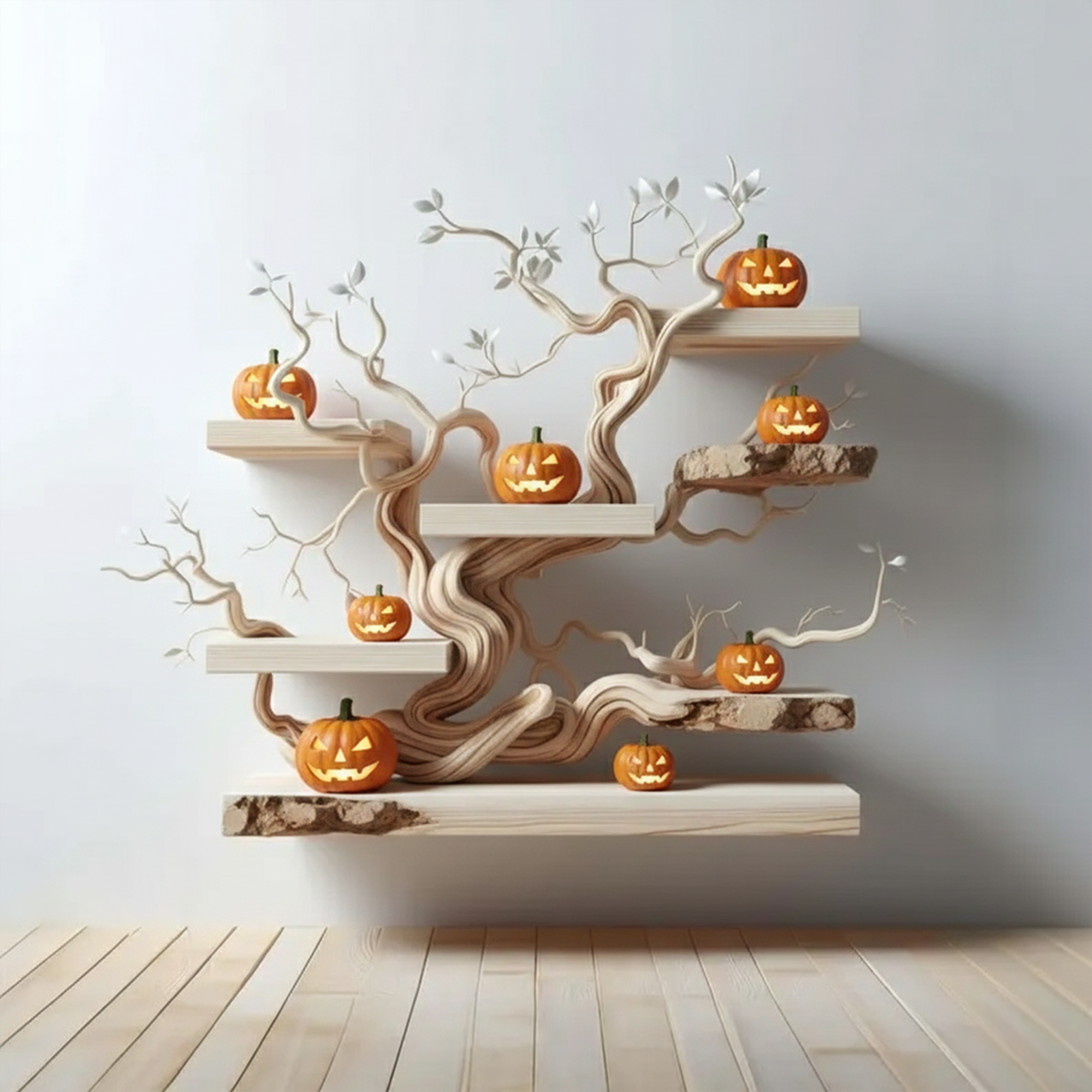 Rustic Handmade Wooden Bookshelf Wall Decor Halloween Style SINLKIHW052