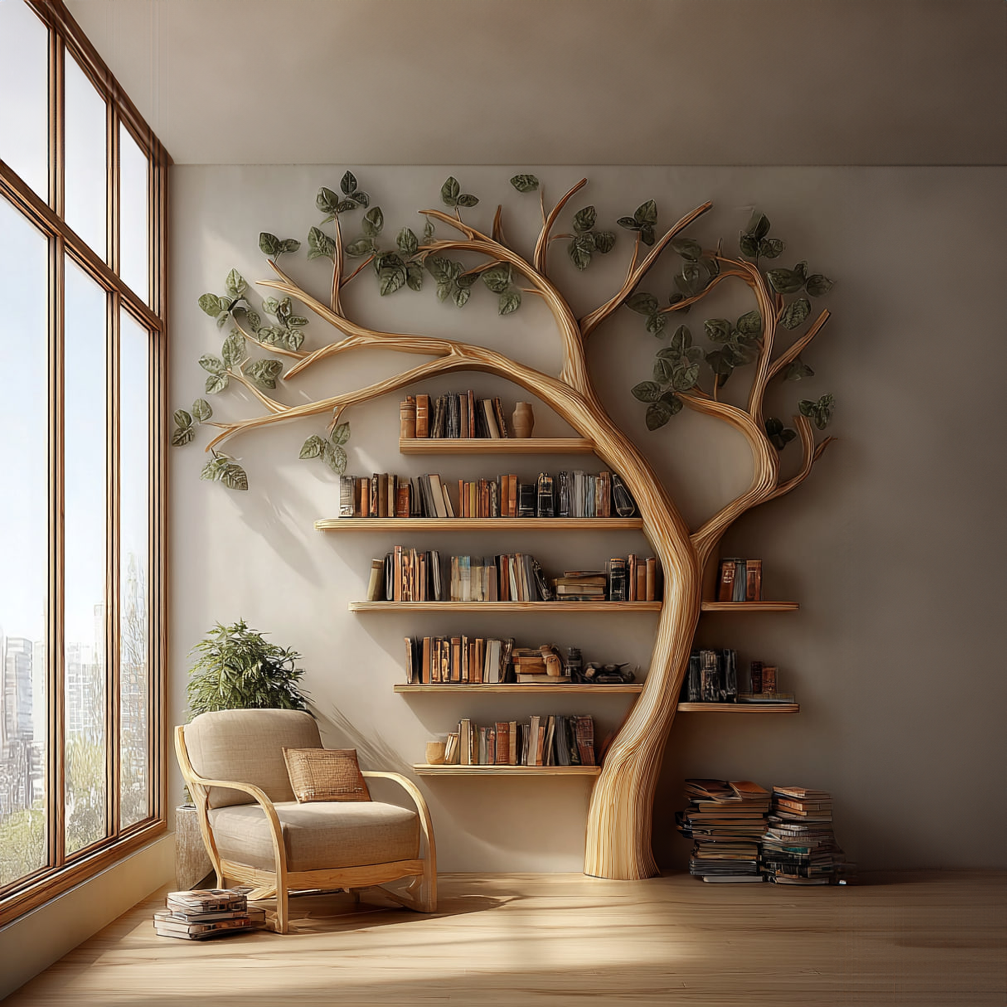 Rustic Tree Bookshelf Reading Corner Home Office Library Display SINLKITB331
