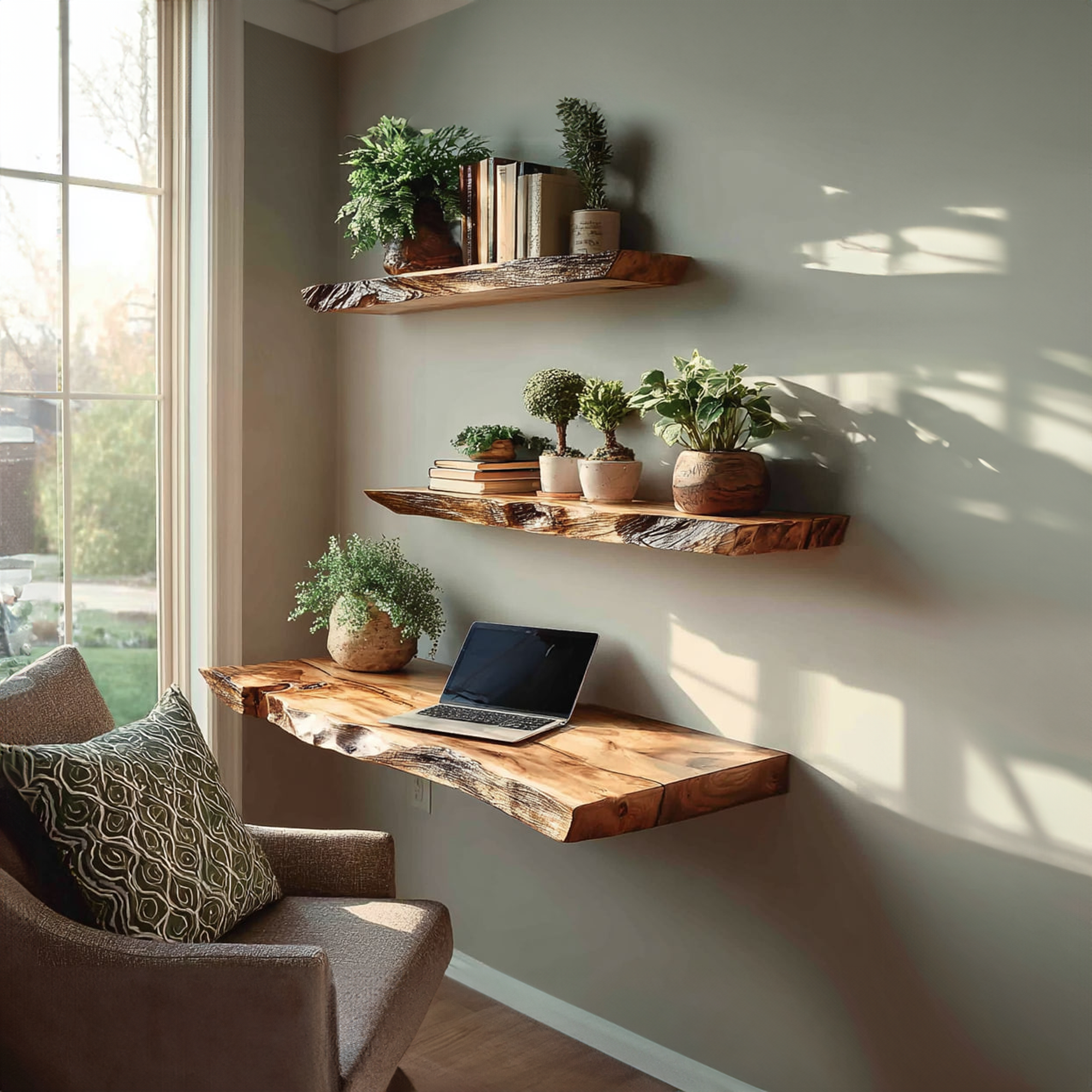Rustic Floating Desk Home Office SINLKIFL152