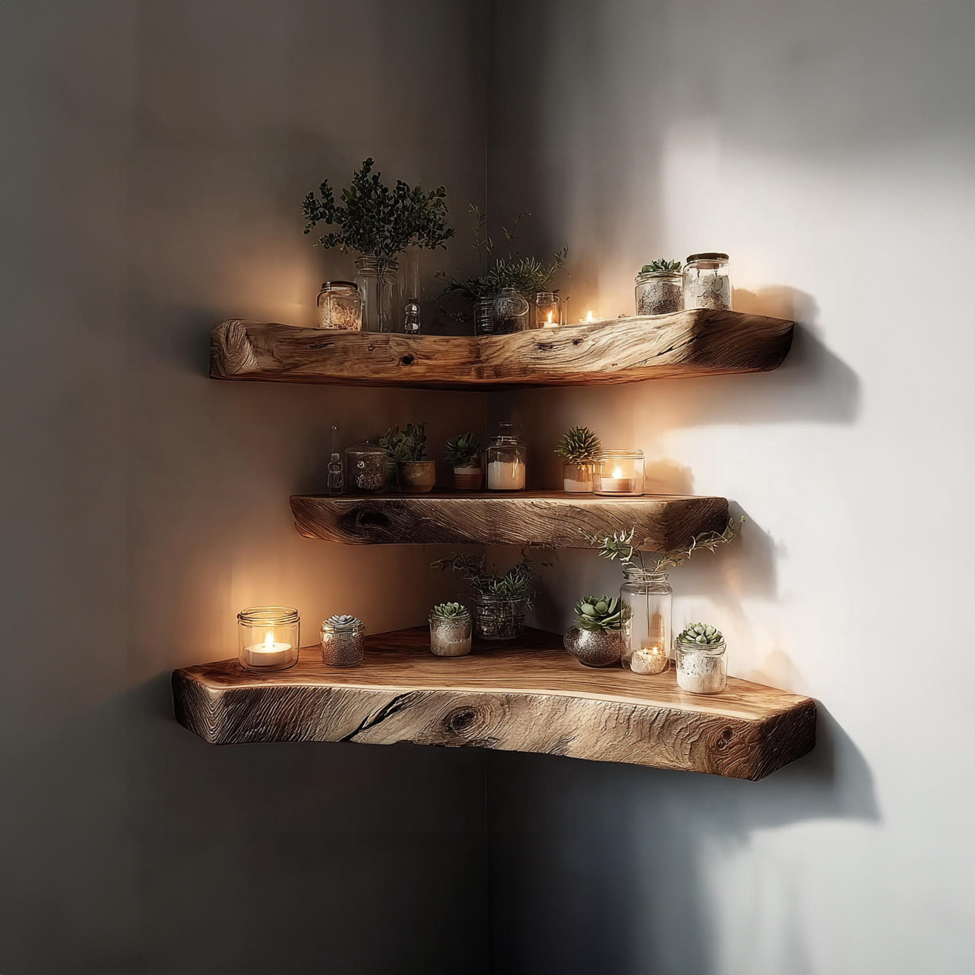 Mid Century Floating Corner Wall Shelf Modern Living Room SINLKIFL207