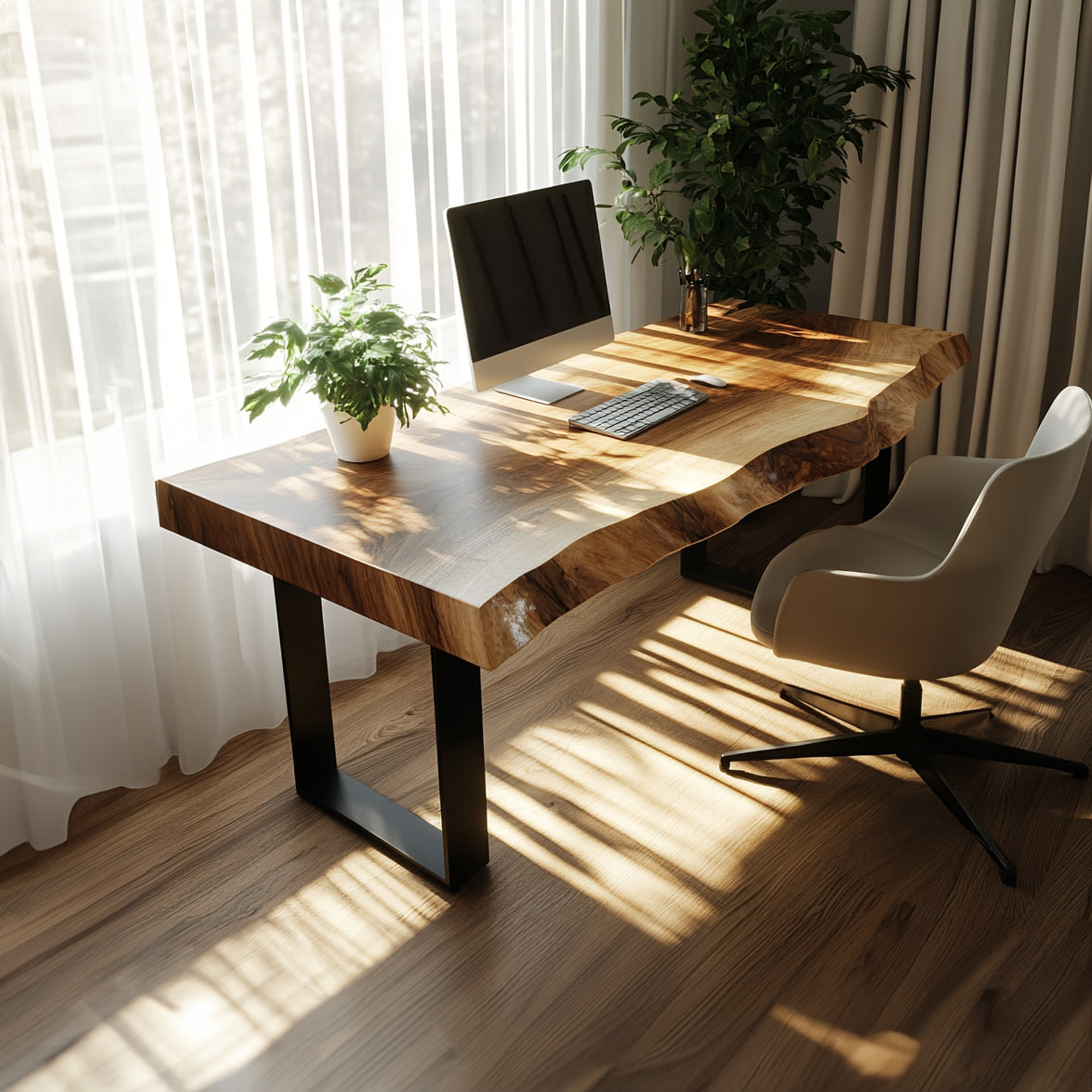 Rustic Live Edge Writing Desk Home Office And Reading Room SINLKIDK024