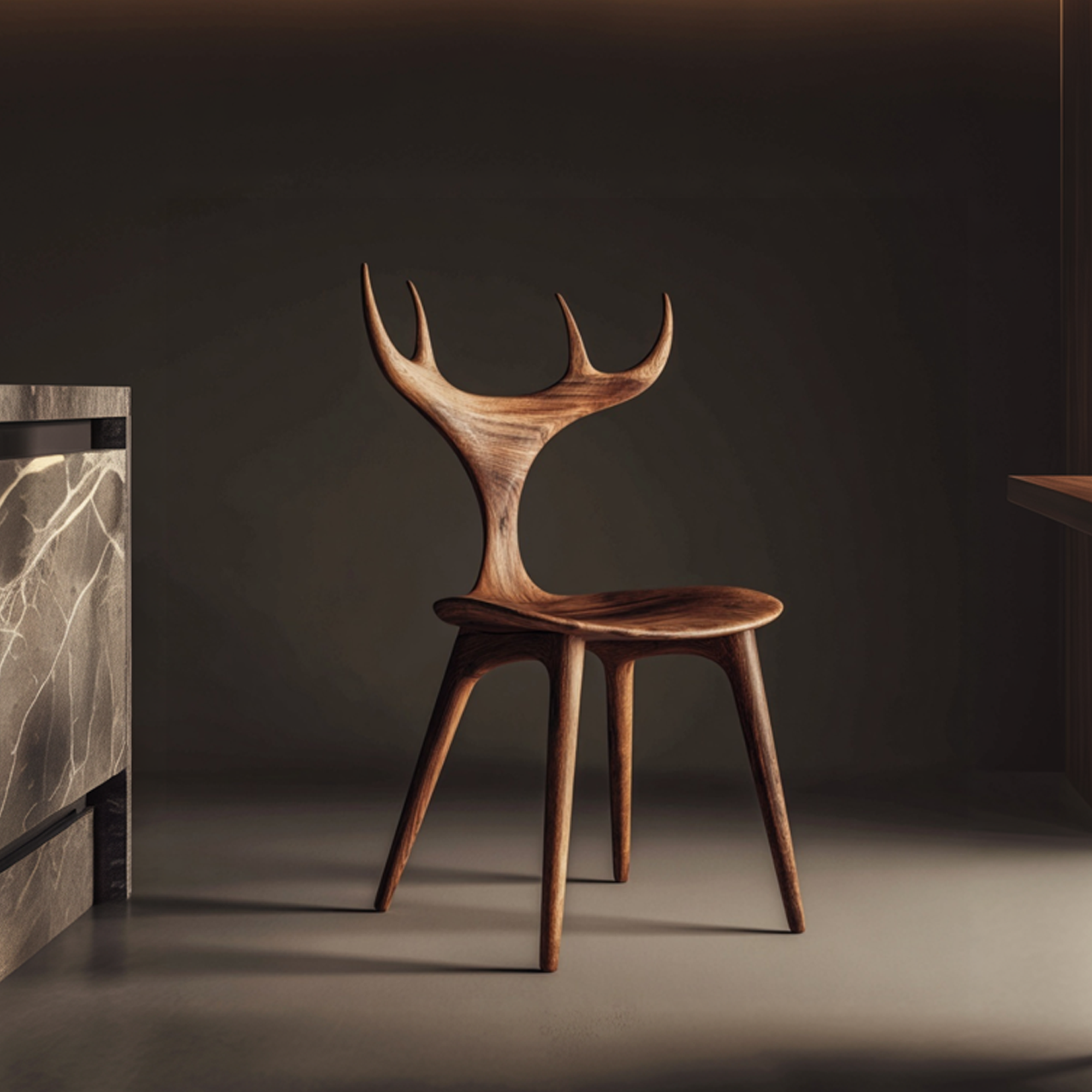 Rustic Organic Wooden Chair Dining Room Interior Sculptural Seating SINLKIWC035