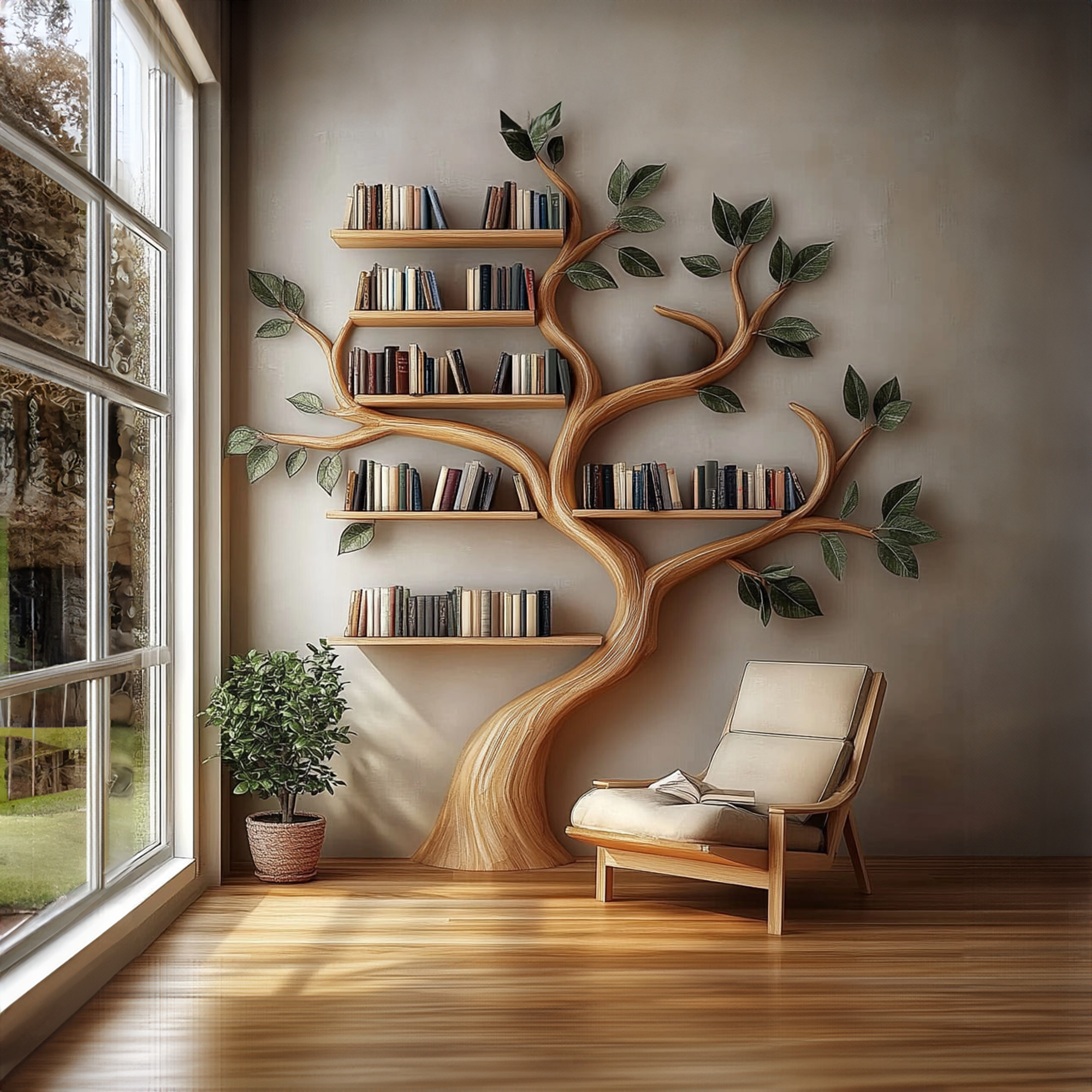 Rustic Branch Bookshelf Bedroom Reading Nook Or Home Library SINLKITB333
