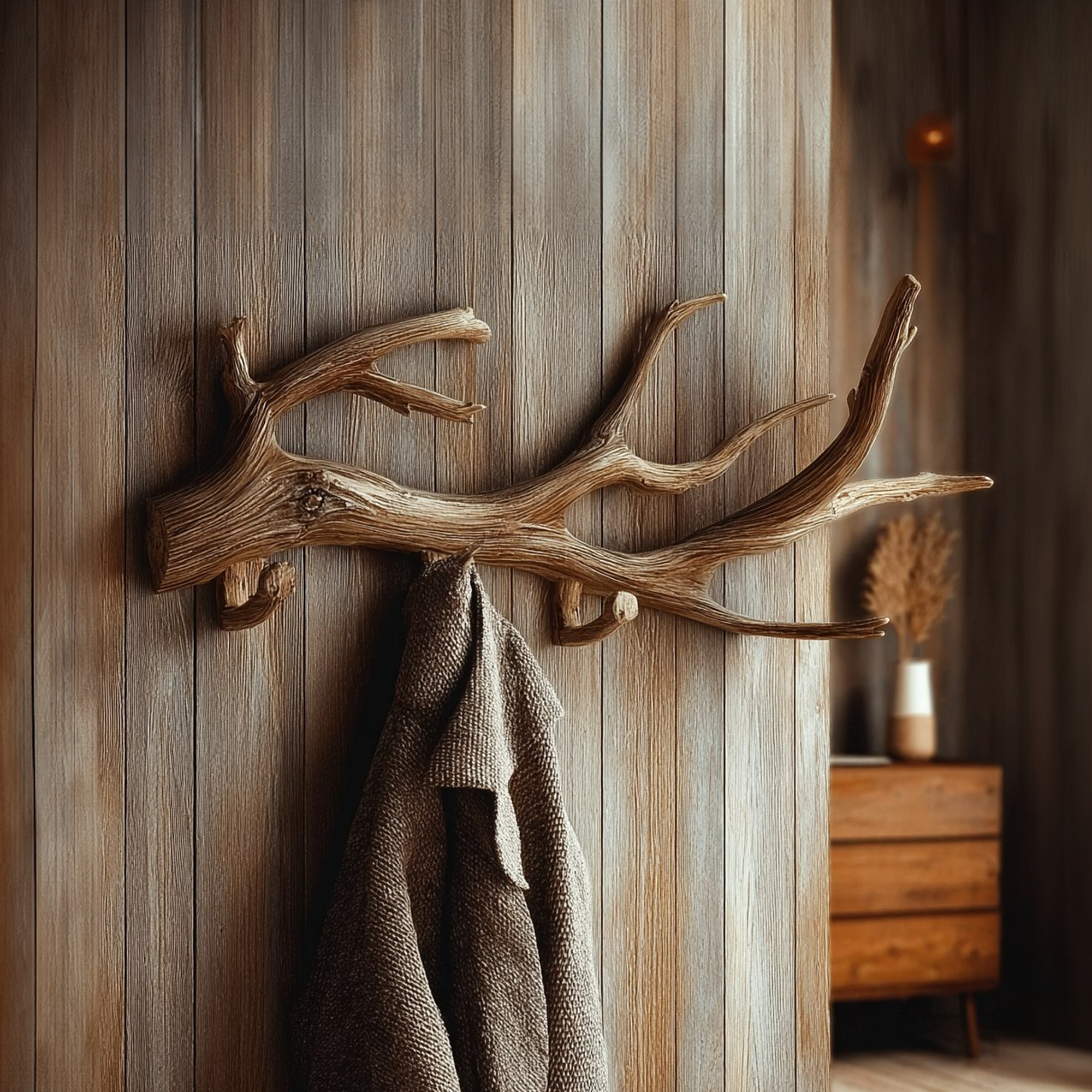 Rustic Tree Branch Wall Hook Handcrafted Solid Wood Entryway Decor SINLKITCR070