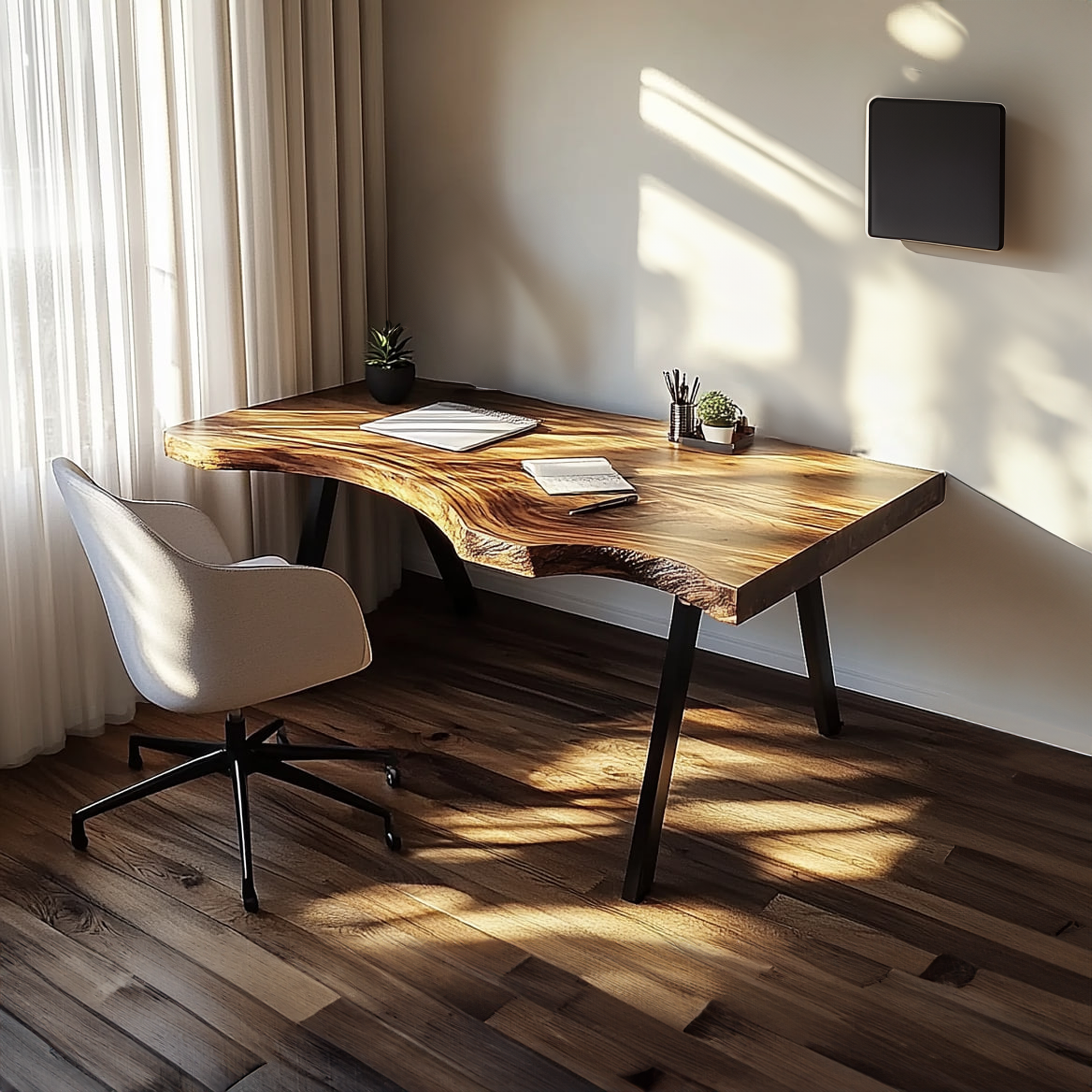 Rustic Live Edge Modern Work Desk Bedroom And Home Office SINLKIDK029