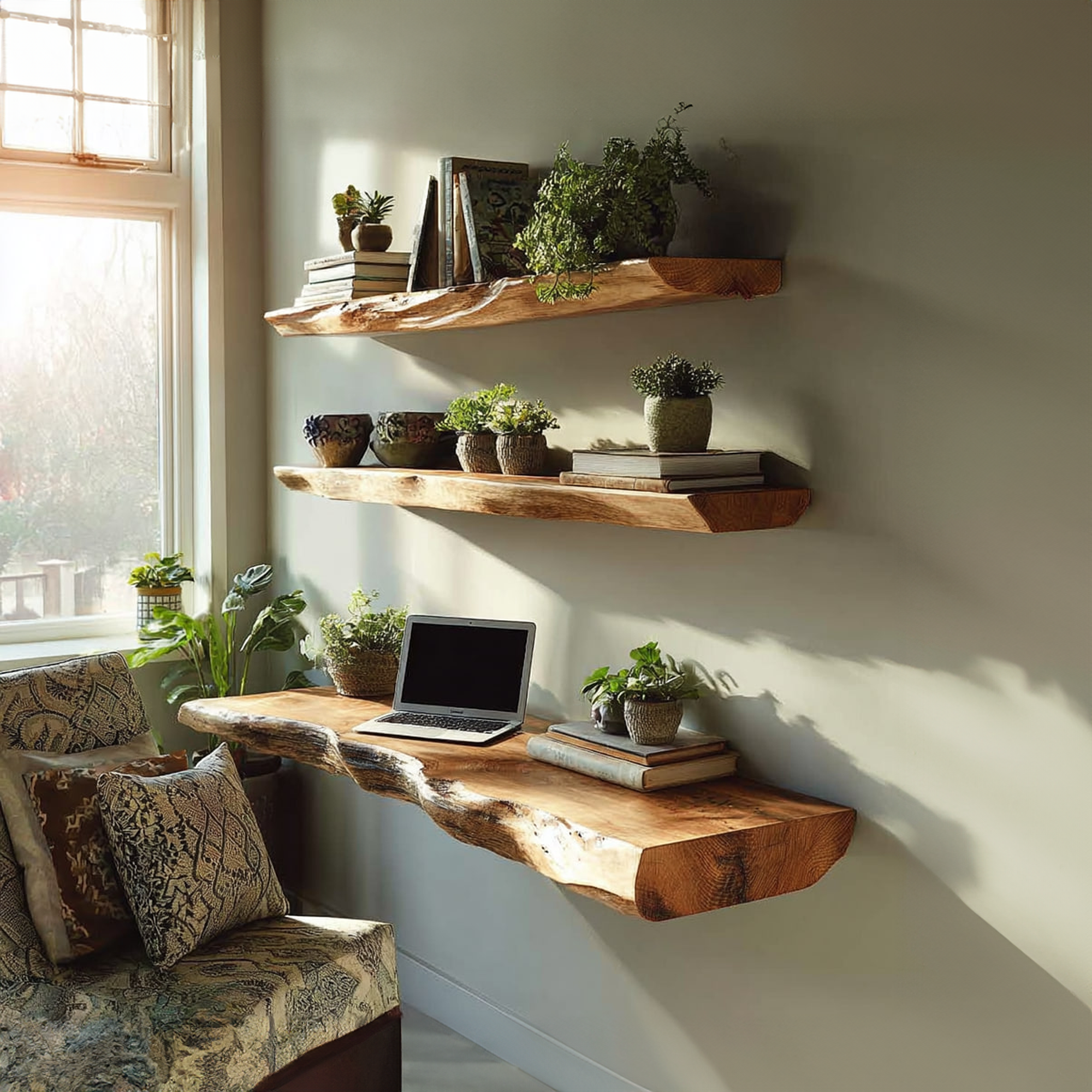 Rustic Floating Desk Bedroom SINLKIFL154