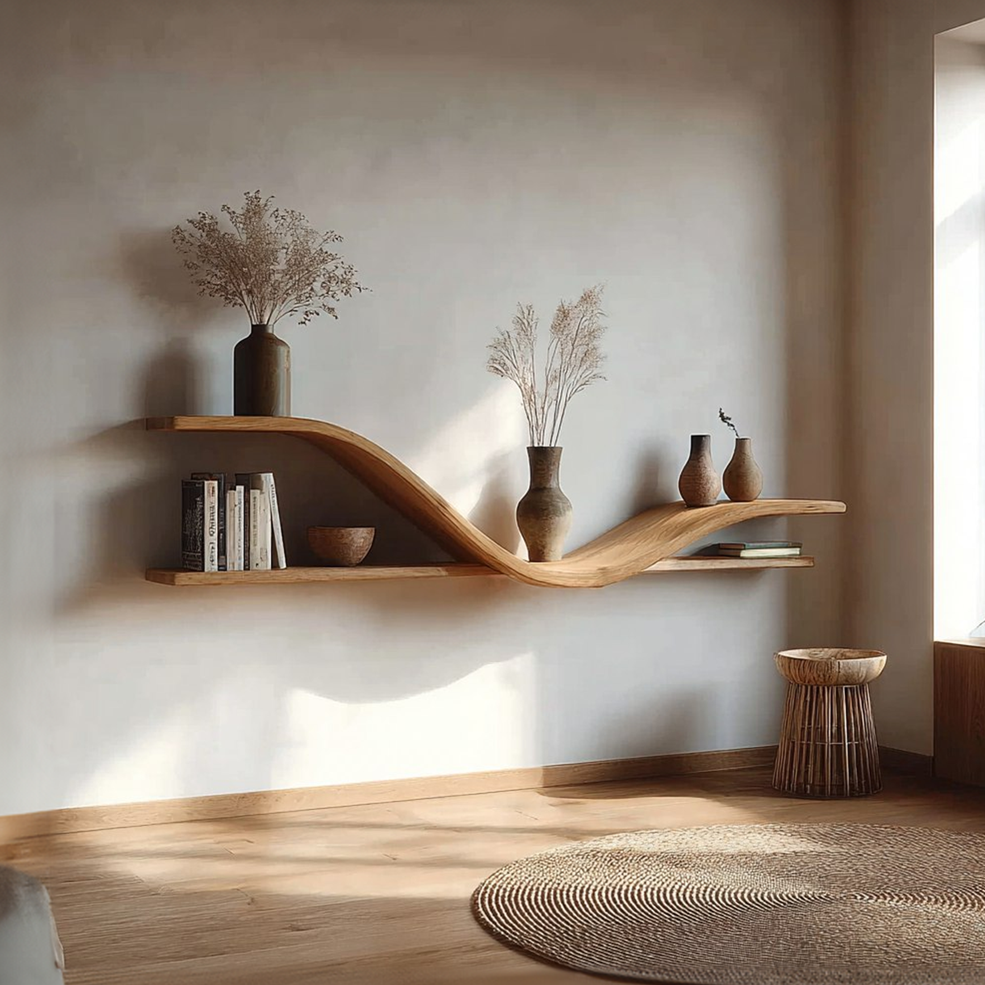 Organic Modern Curved Shelf Living Room Or Hallway SINLKIFL267