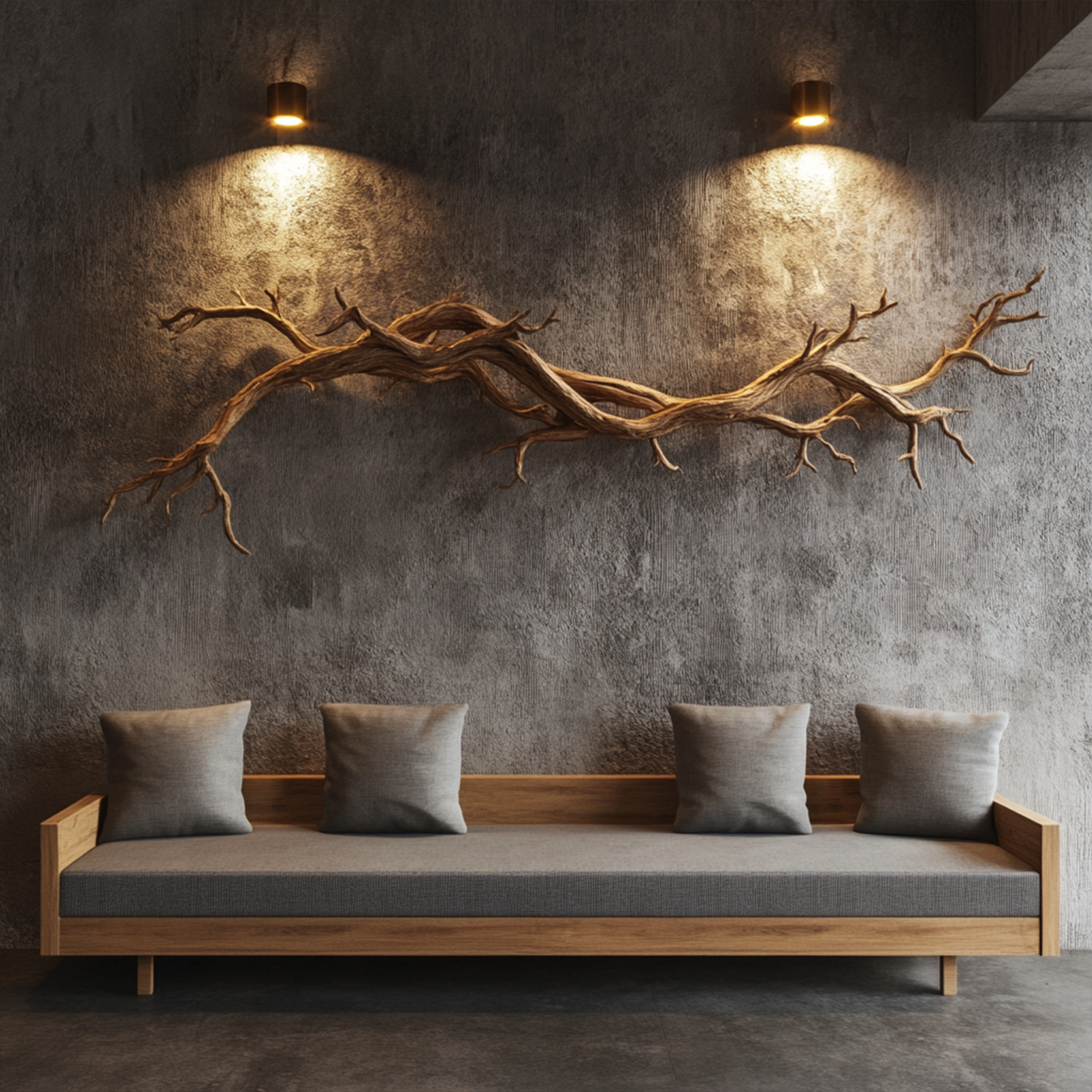 Flowing Branch Solid Wood Wall Sculpture Organic Modern Interior Decor SINLKIWD026