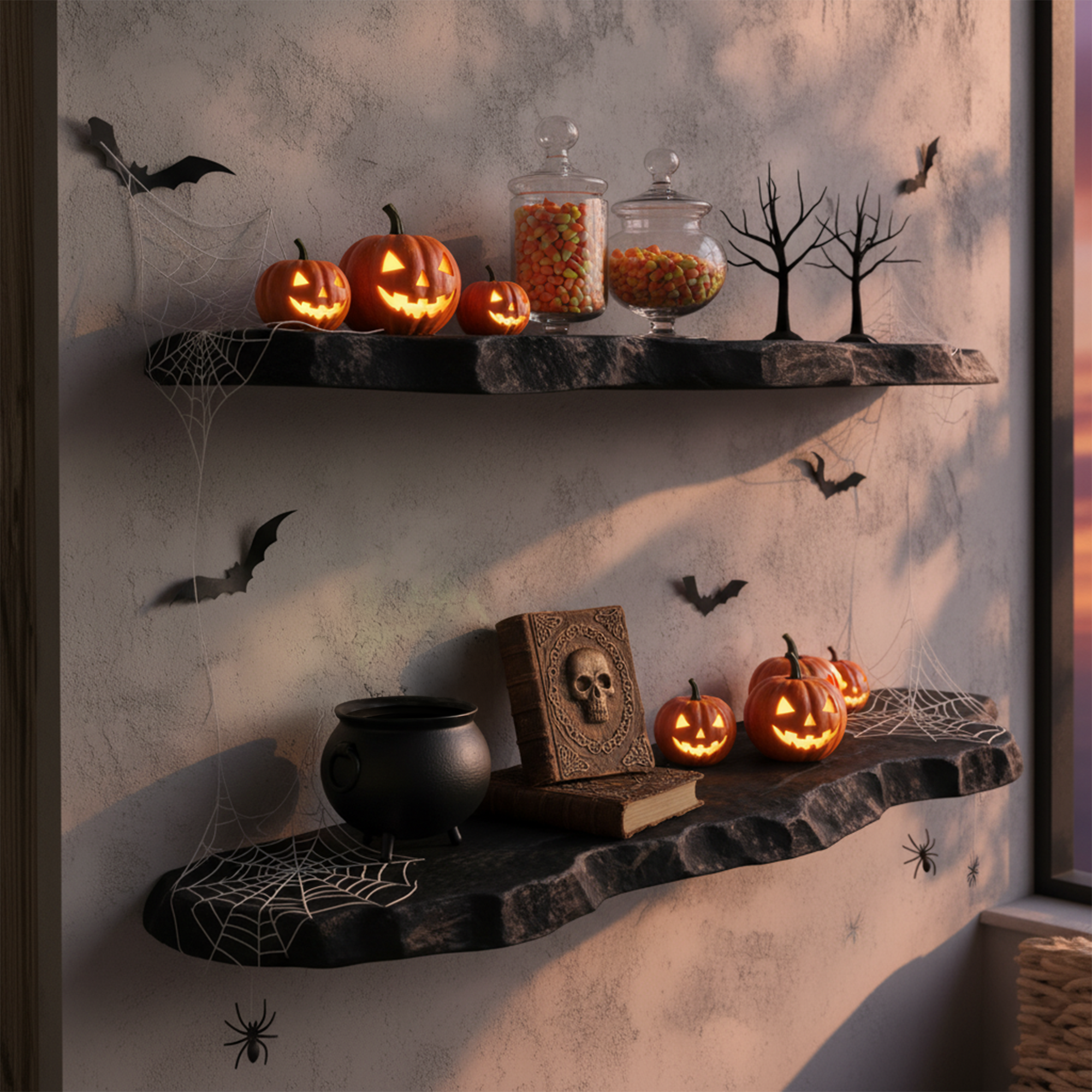 Mid Century Halloween Floating Shelf Minimalist Home Accent SINLKIHW041