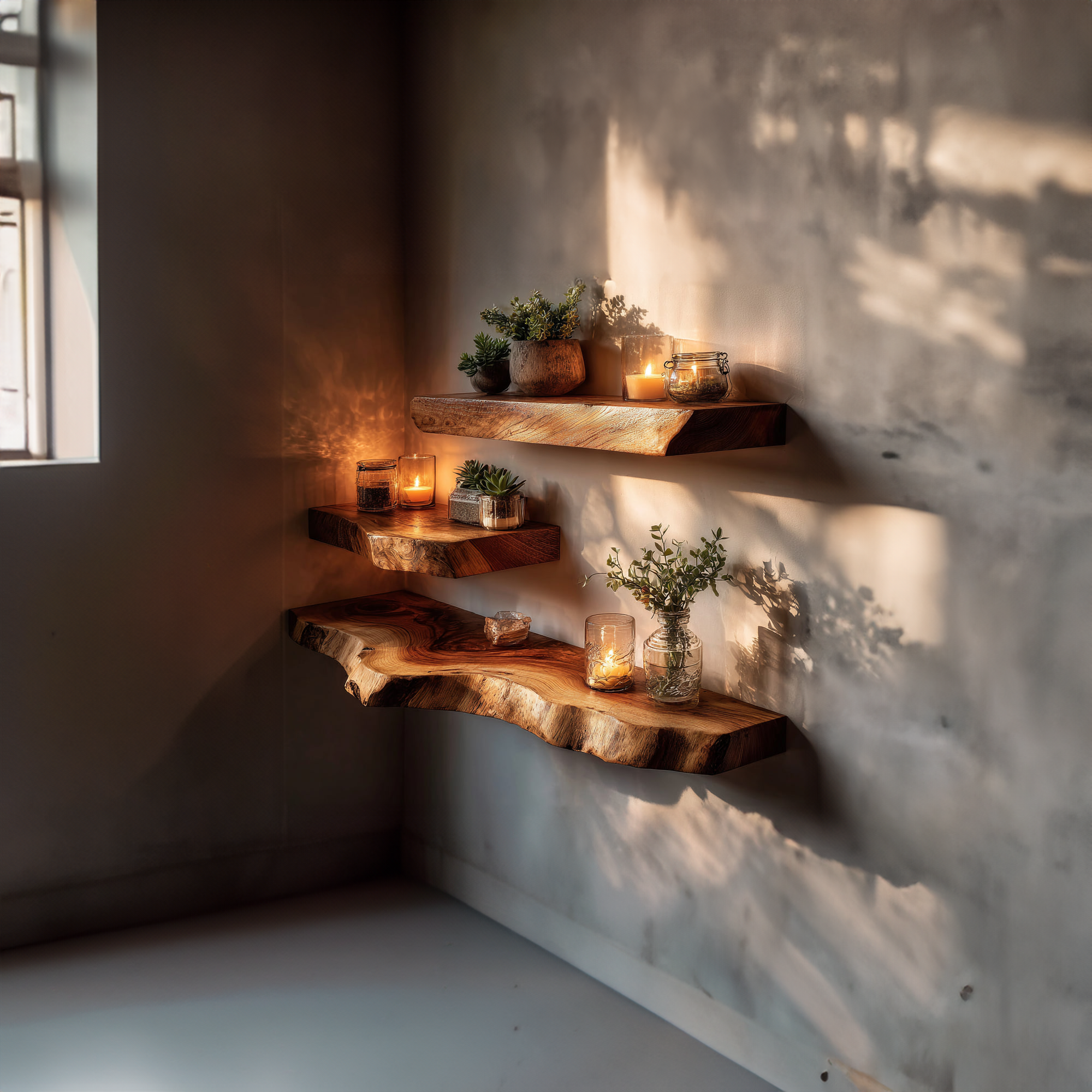 Organic Corner Floating Shelves Office Corner Or Study Room SINLKIFL300