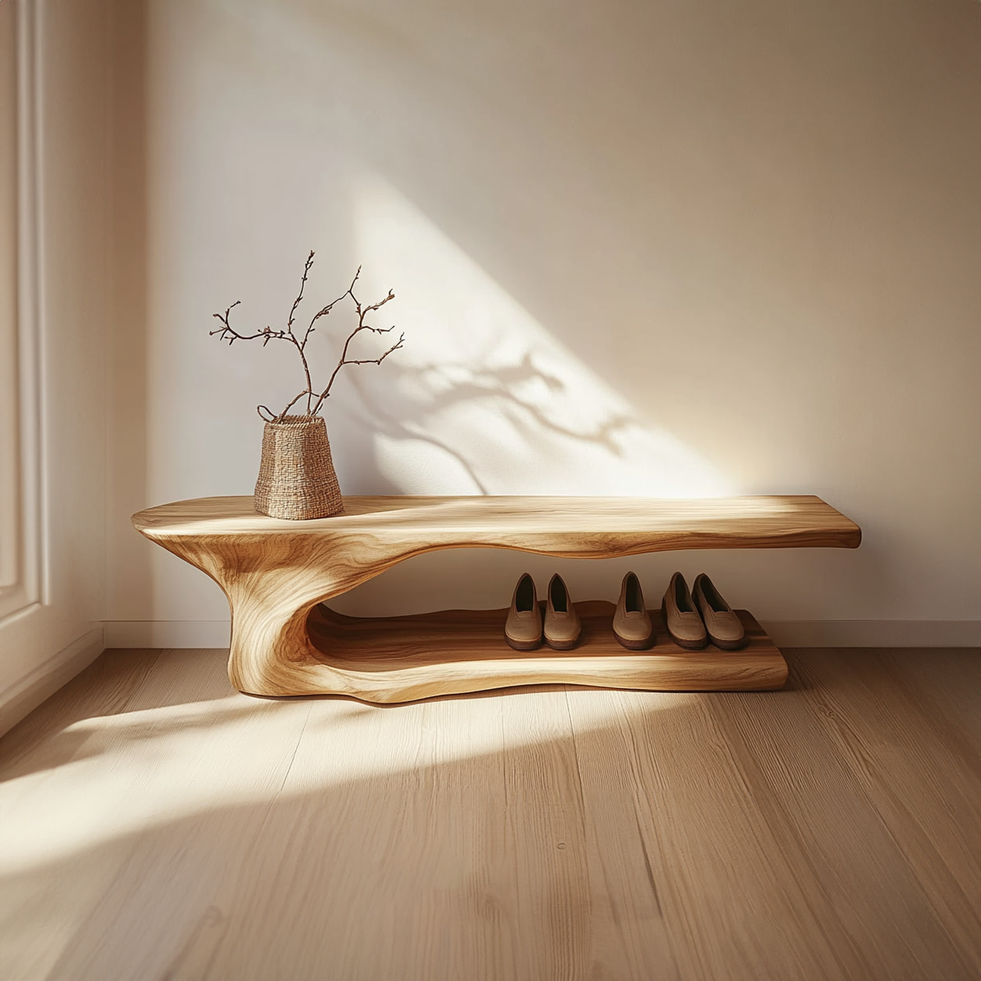 Rustic Solid Timber Shoe Rack Bench Mudroom SINLKISB052