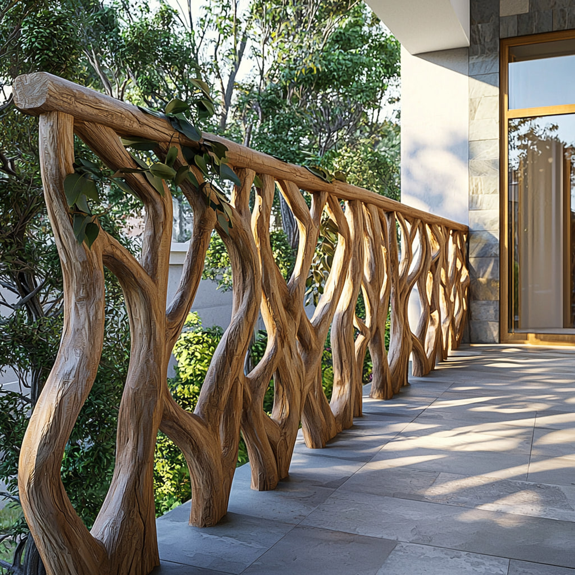 Rustic Sculptural Balcony Railing For Exterior And Terrace Area SINLKIST007