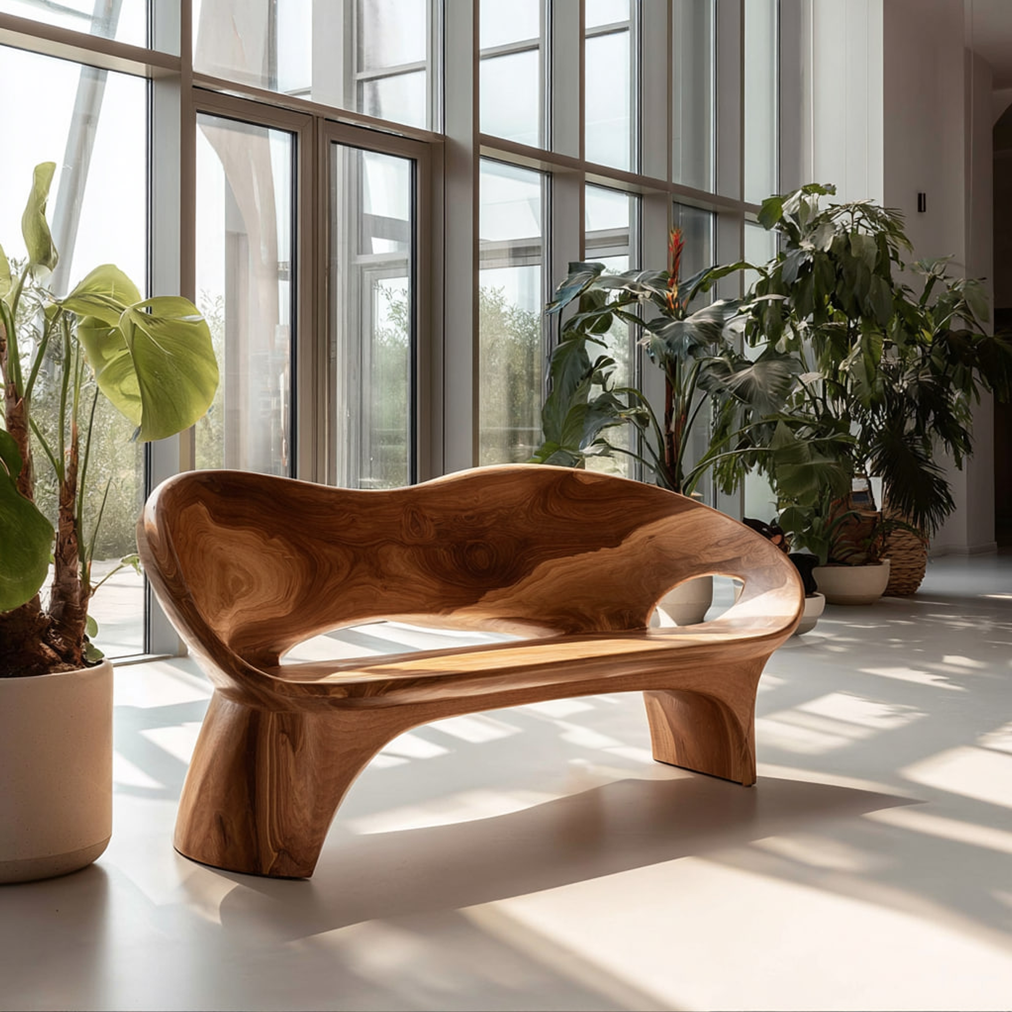 Modern Organic Sculptural Bench Living Room SINLKIRS035