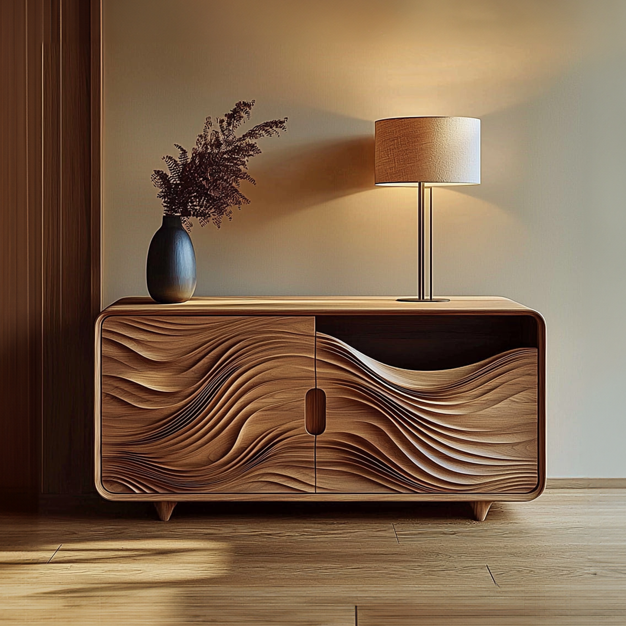 Mid Century Organic Wavy Cabinet Living Room Or Bedroom SINLKISC248