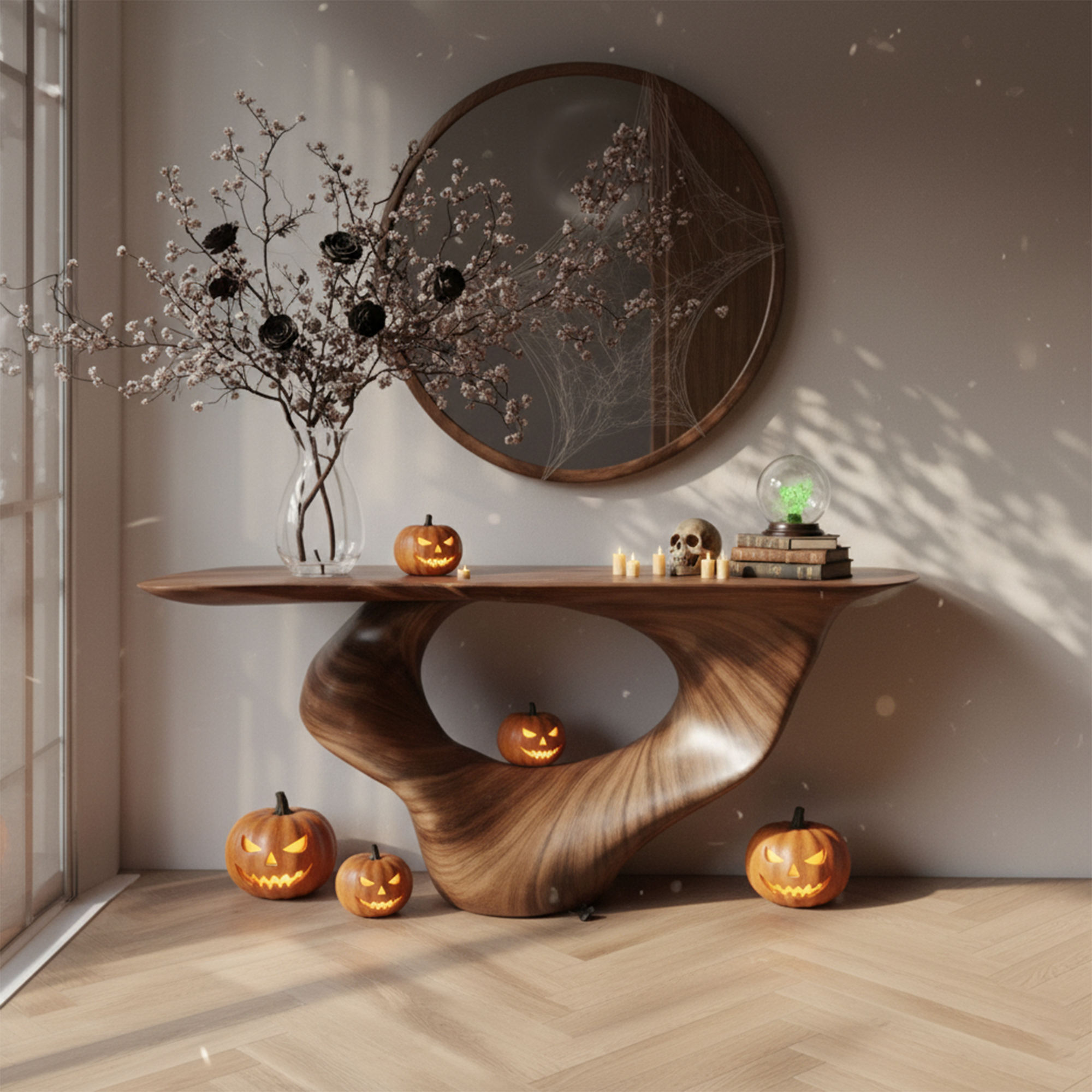 Halloween Mid Century Entryway Table Living Room SINLKIHW030