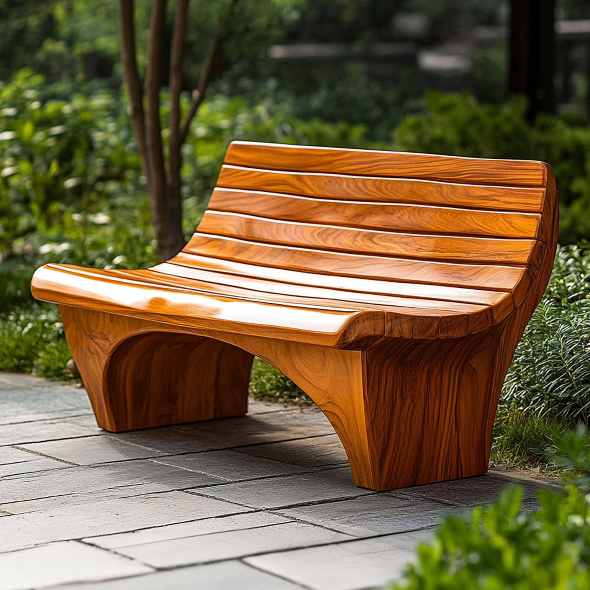 Sculptural Modern Garden Bench Outdoor Patio SINLKIRS042