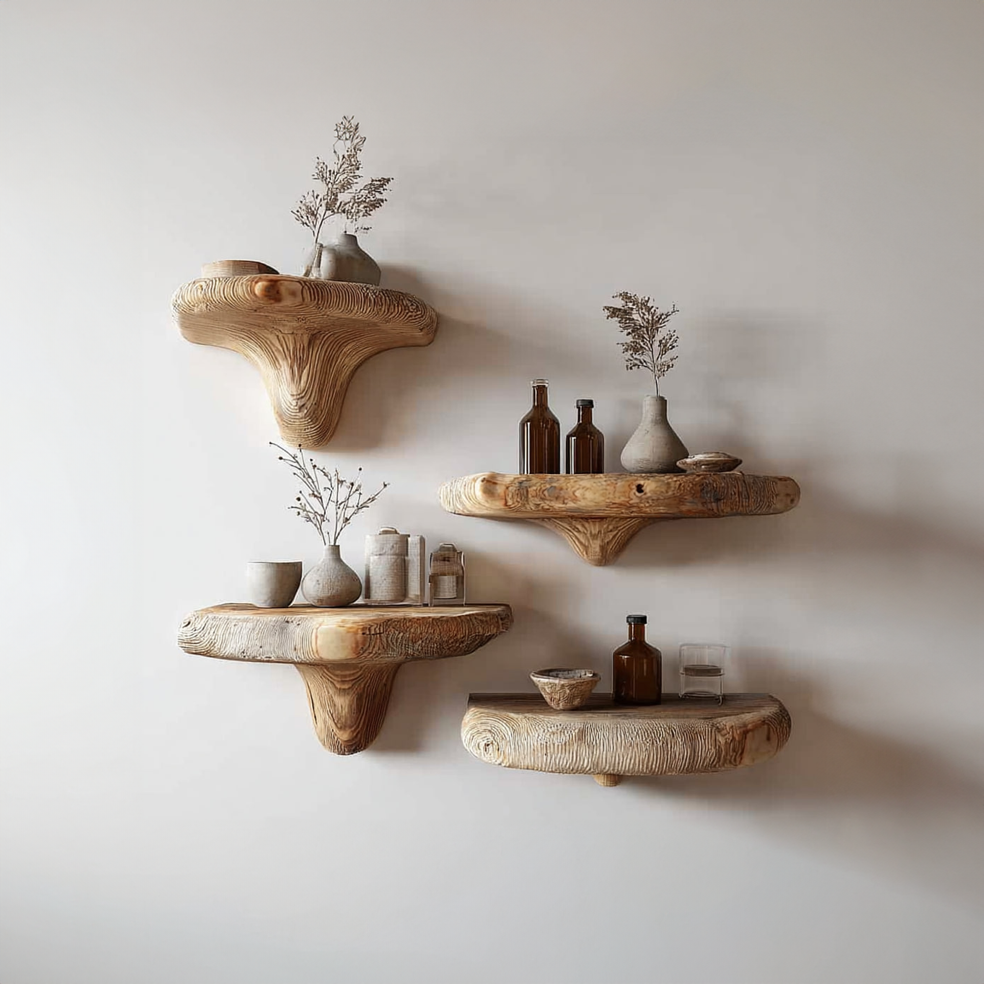 Midcentury Mushroom Floating Shelves Bedroom SINLKIFL149