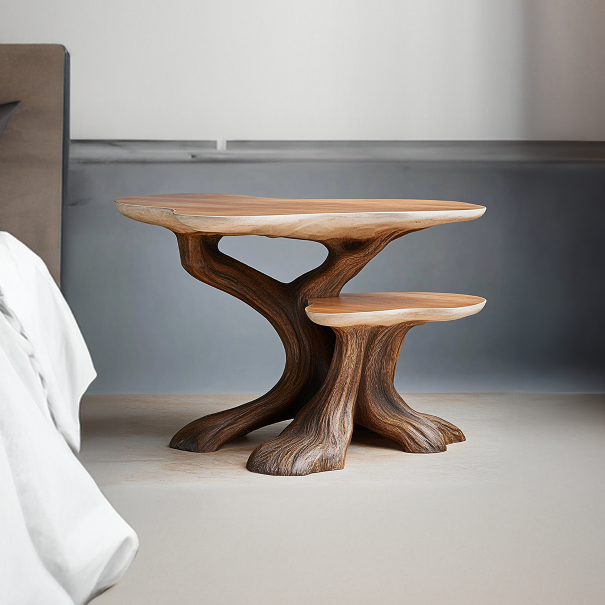 Rustic Tree Shaped Bedside Table Bedroom SINLKIBT129