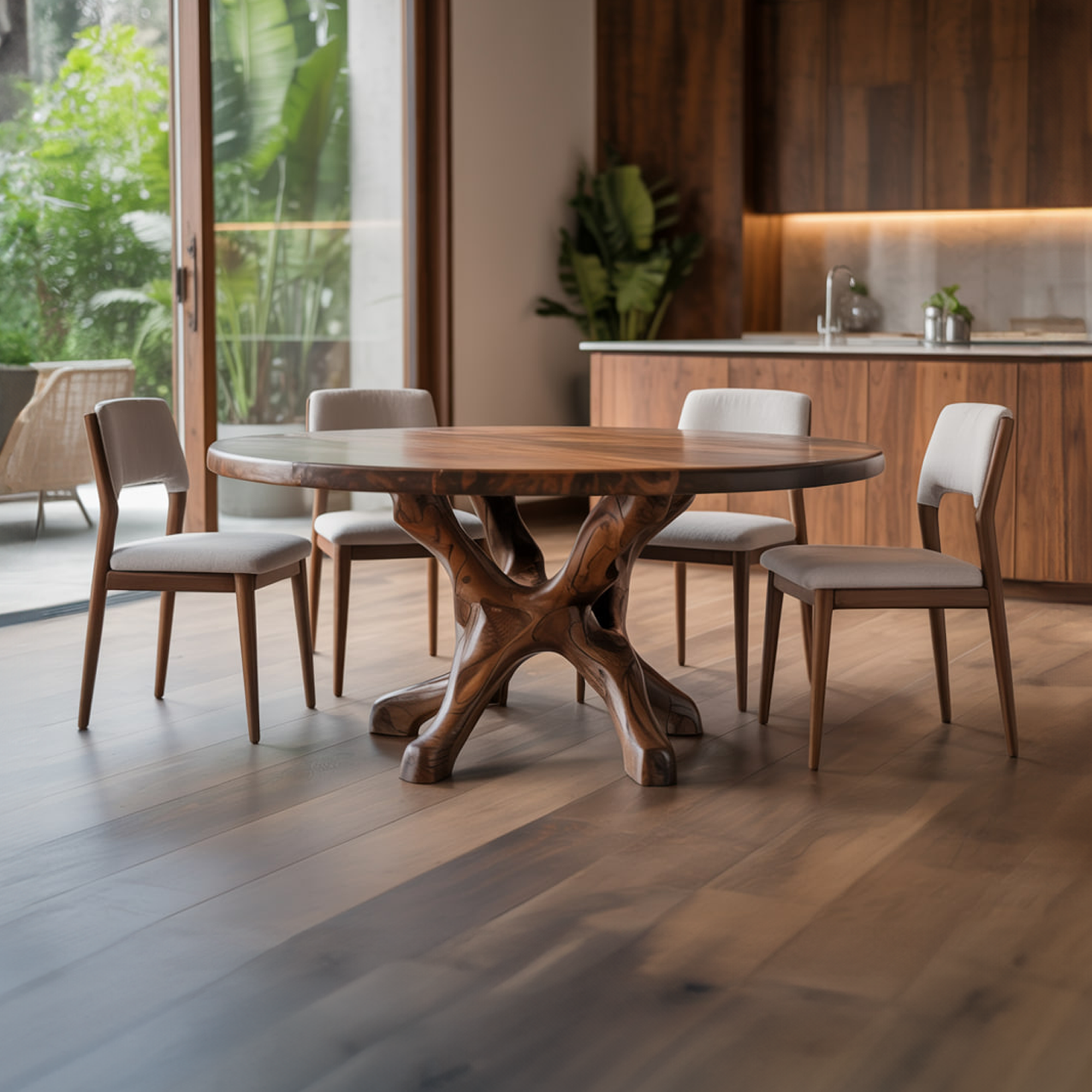 Rustic Live Edge Dining Table Root Base Kitchen SINLKIDT129