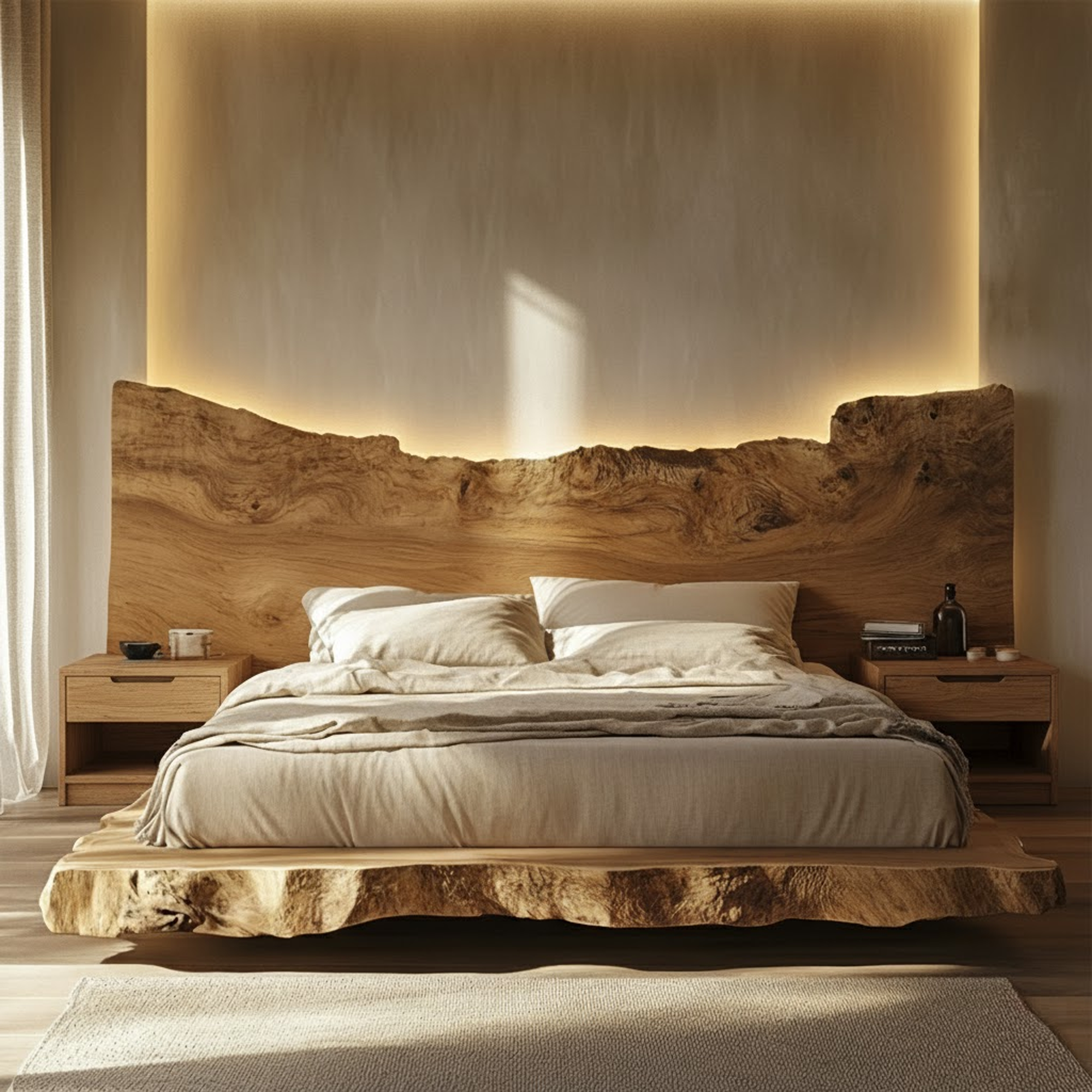 Mid Century Modern Wooden Bed Bedroom SINLKIWB078