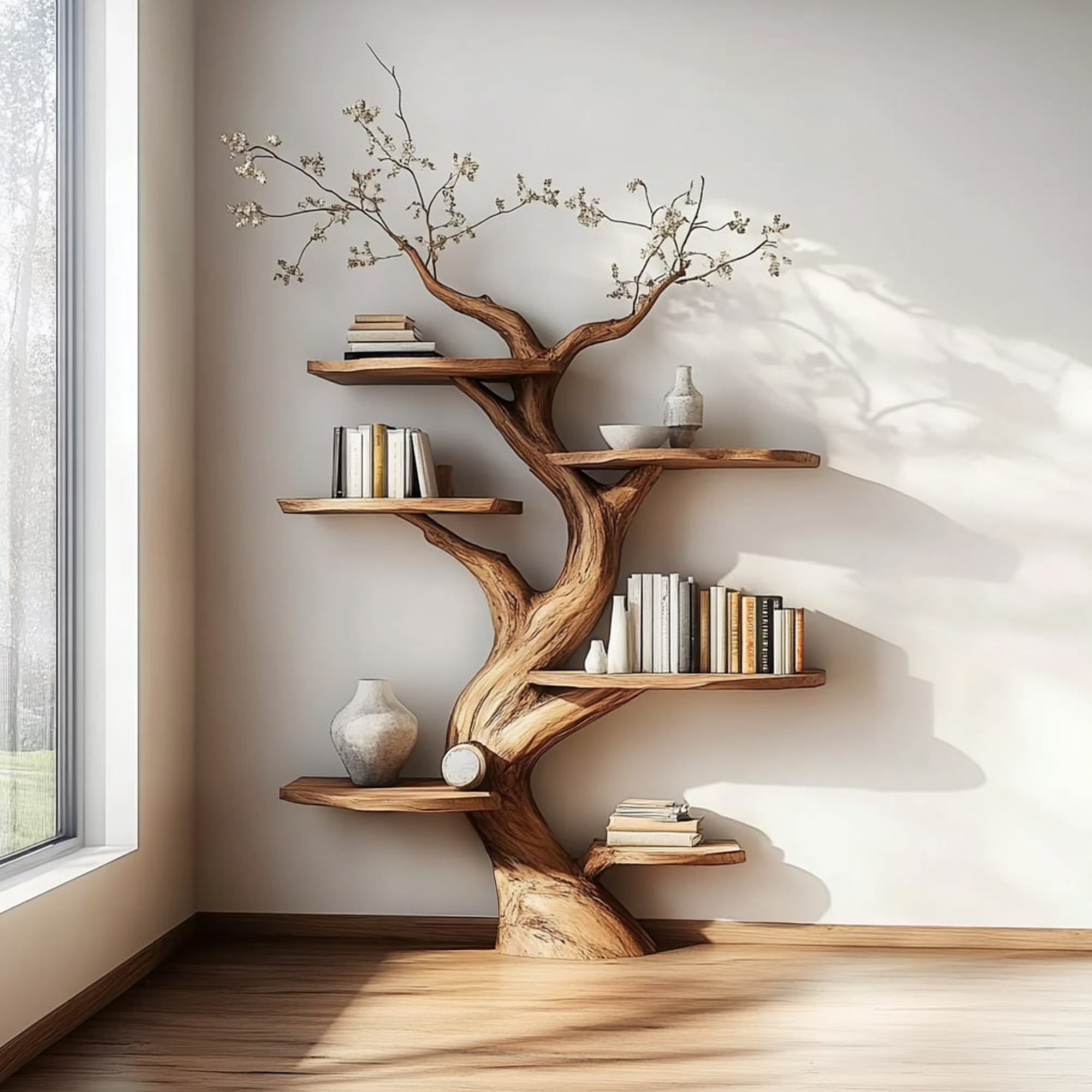 Rustic Artistic Tree Shaped Bookshelf Bedroom Living Room SINLKITB464