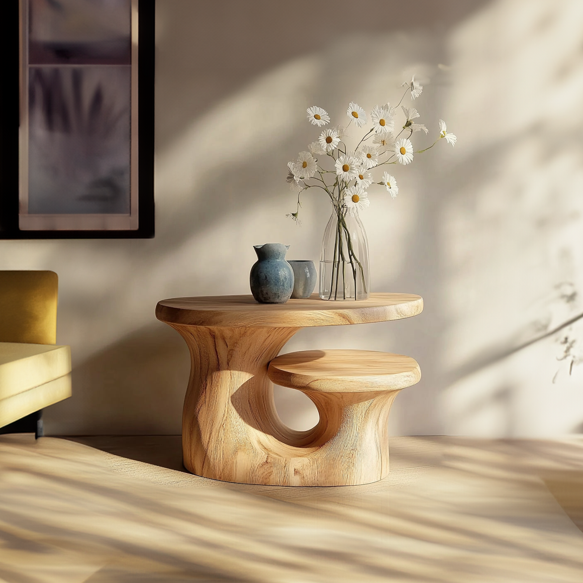 Organic Modern Sculptural Side Table For Living Room SINLKIBT195