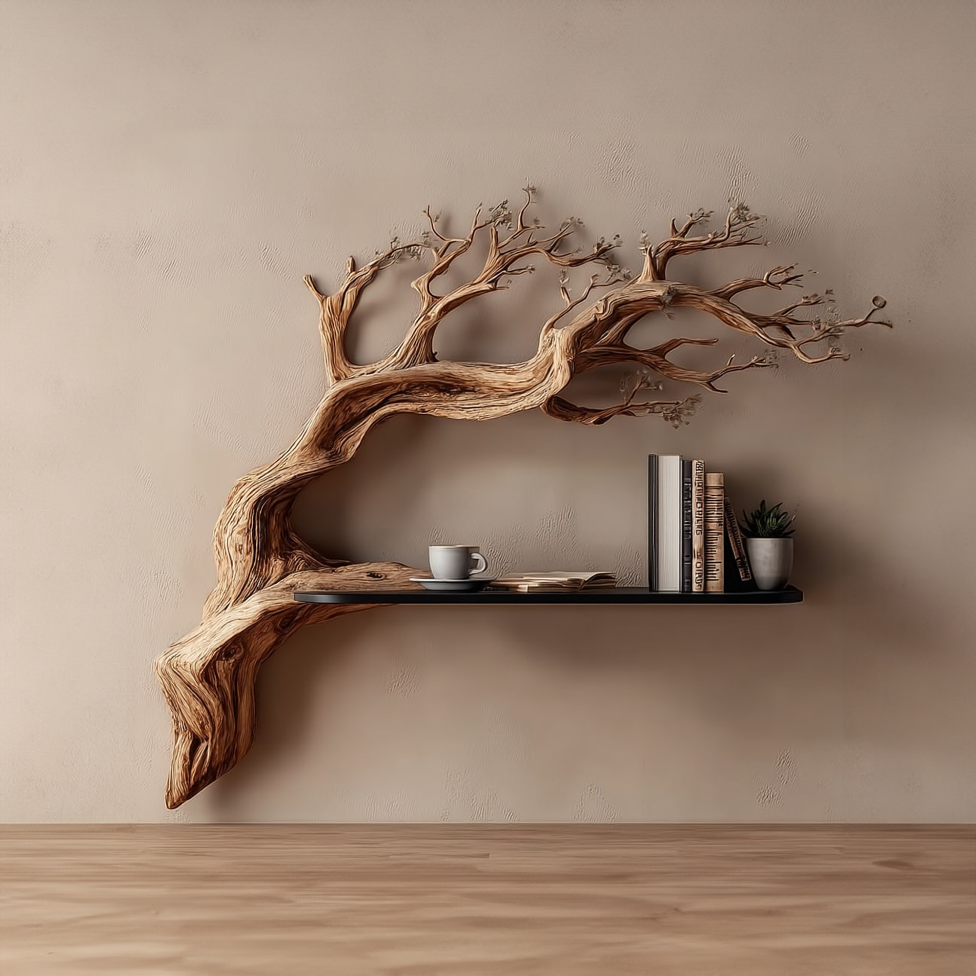 Rustic Branch Floating Shelf Artistic Bedroom Wall Decor SINLKIFL176