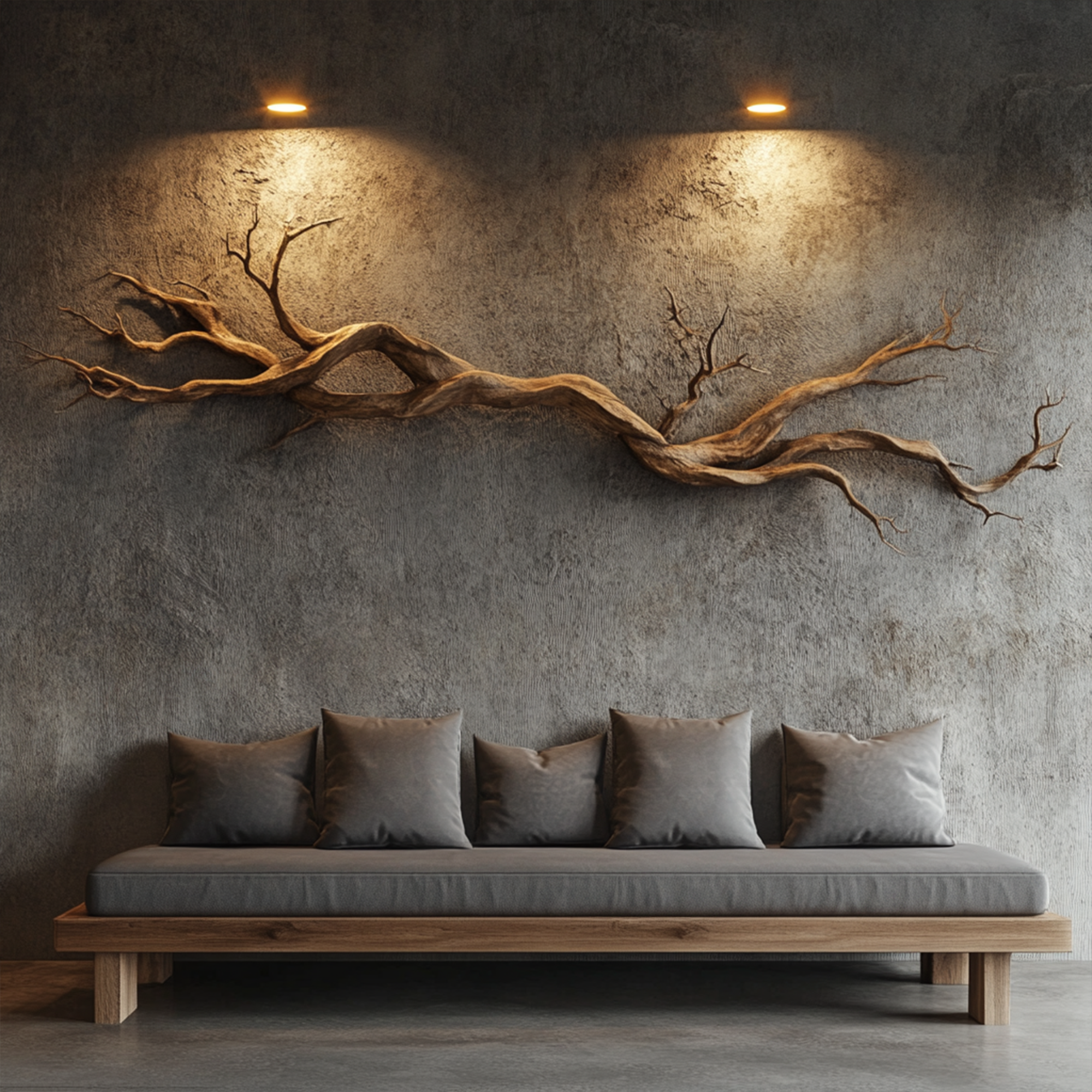 Natural Vine Carved Solid Wood Wall Sculpture Modern Decor SINLKIWD028