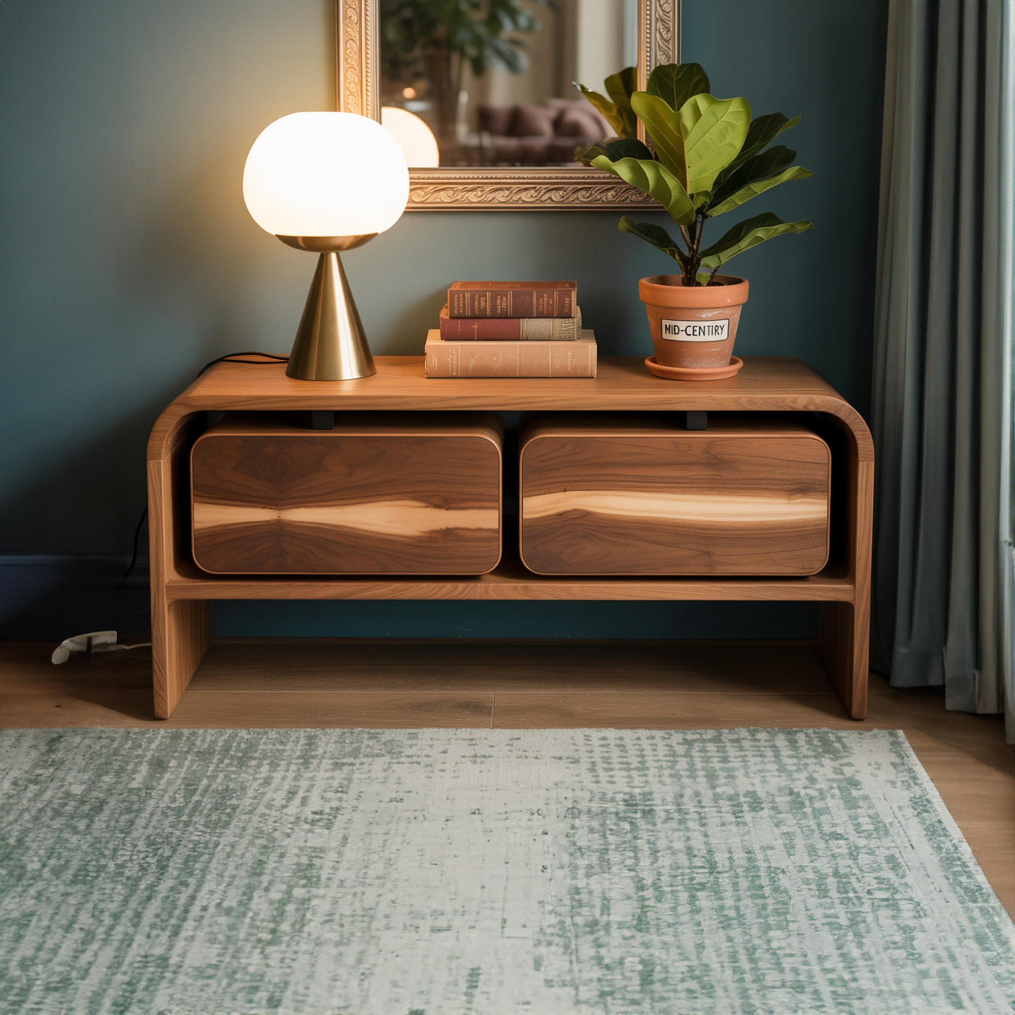 Handcrafted Solid Wood Storage Console Modern Interior Living Room SINLKISC276